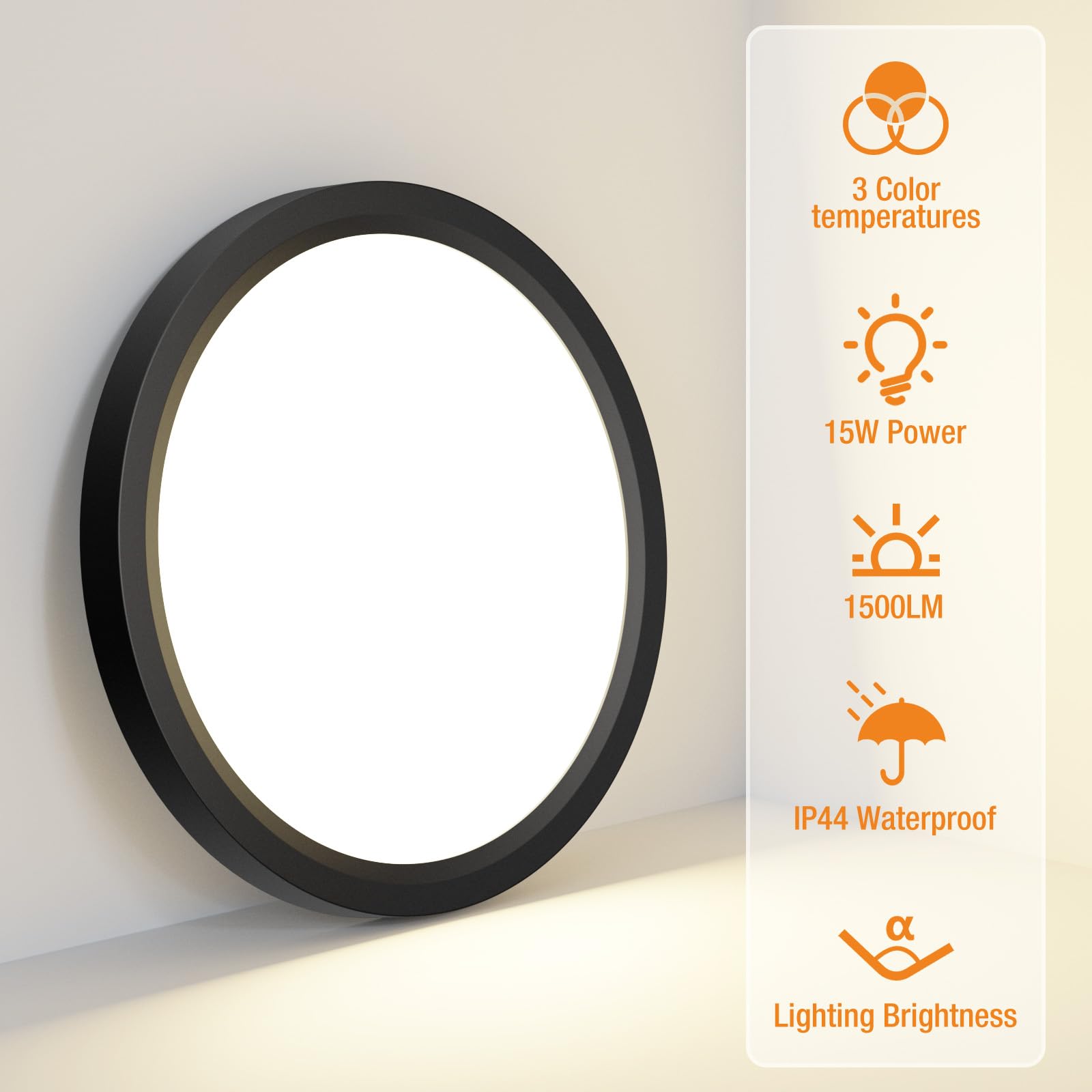 1Pack Led Flush Mount Ceiling Light Fixture, 3000K-4000K-6500K & 100W Equivalent Modern Kitchen Ceiling Lamp 15W 1500Lm 7.5 Inch