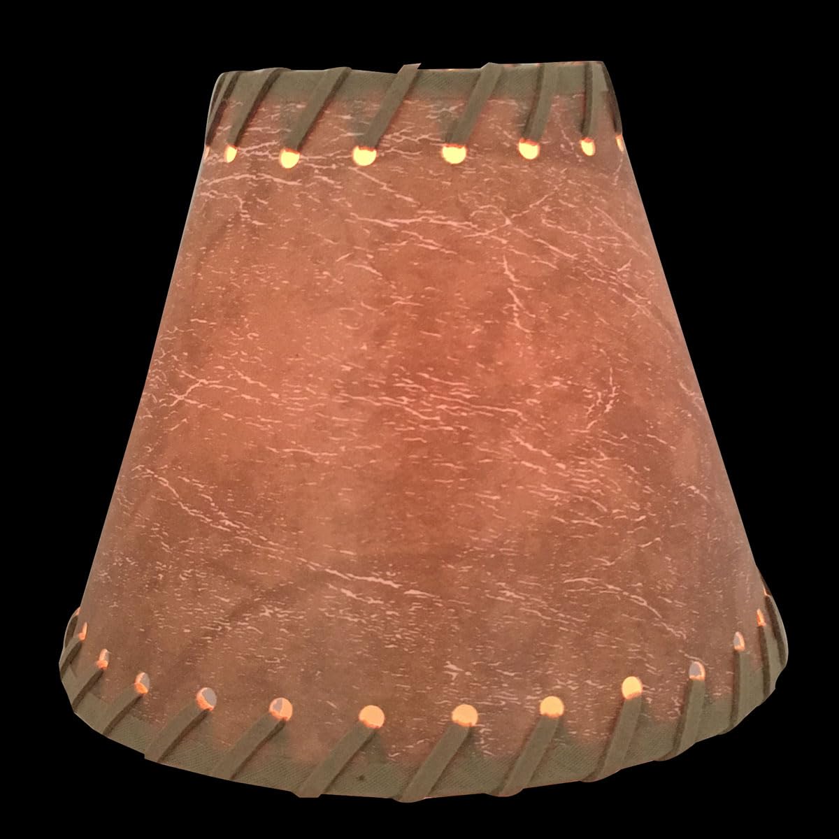 Royal Designs, Inc. Round Faux Leather Chandelier Shade CS-972-6, Light Brown, 3in x 6in x 5in