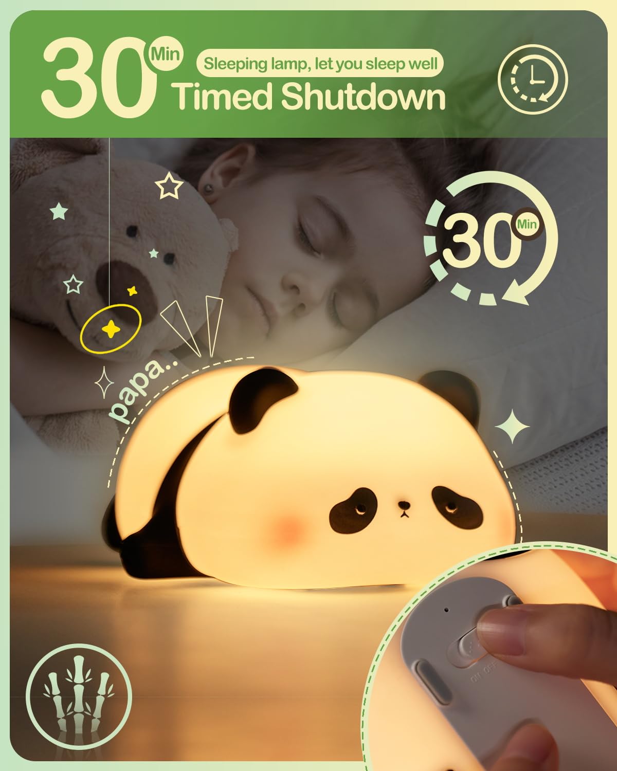 Atsui Cute Panda Night Light, Led Squishy Novelty Animal Night Lamp, Food Grade Silicone 3 Level Dimmable Breastfeeding Nursery Nightlight For Room Decor, Cute Gifts Stuff For Boys Girls Baby Children