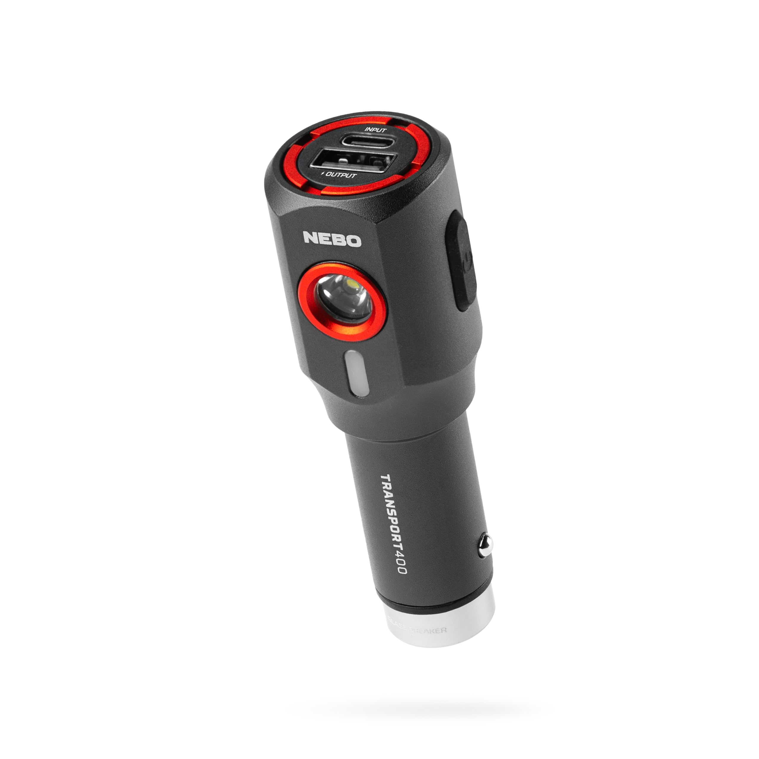 NEBO TRANSPORT 400 2-In-1 Car Charger & Flashlight | 400 Lumens, 6 Light Modes, Compact LED Light, Magnetic Pocket Clip, Waterpr
