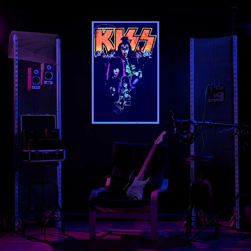 KISS Neon Blacklight Poster - 23in x 35in - White Paper - Officially Licensed
