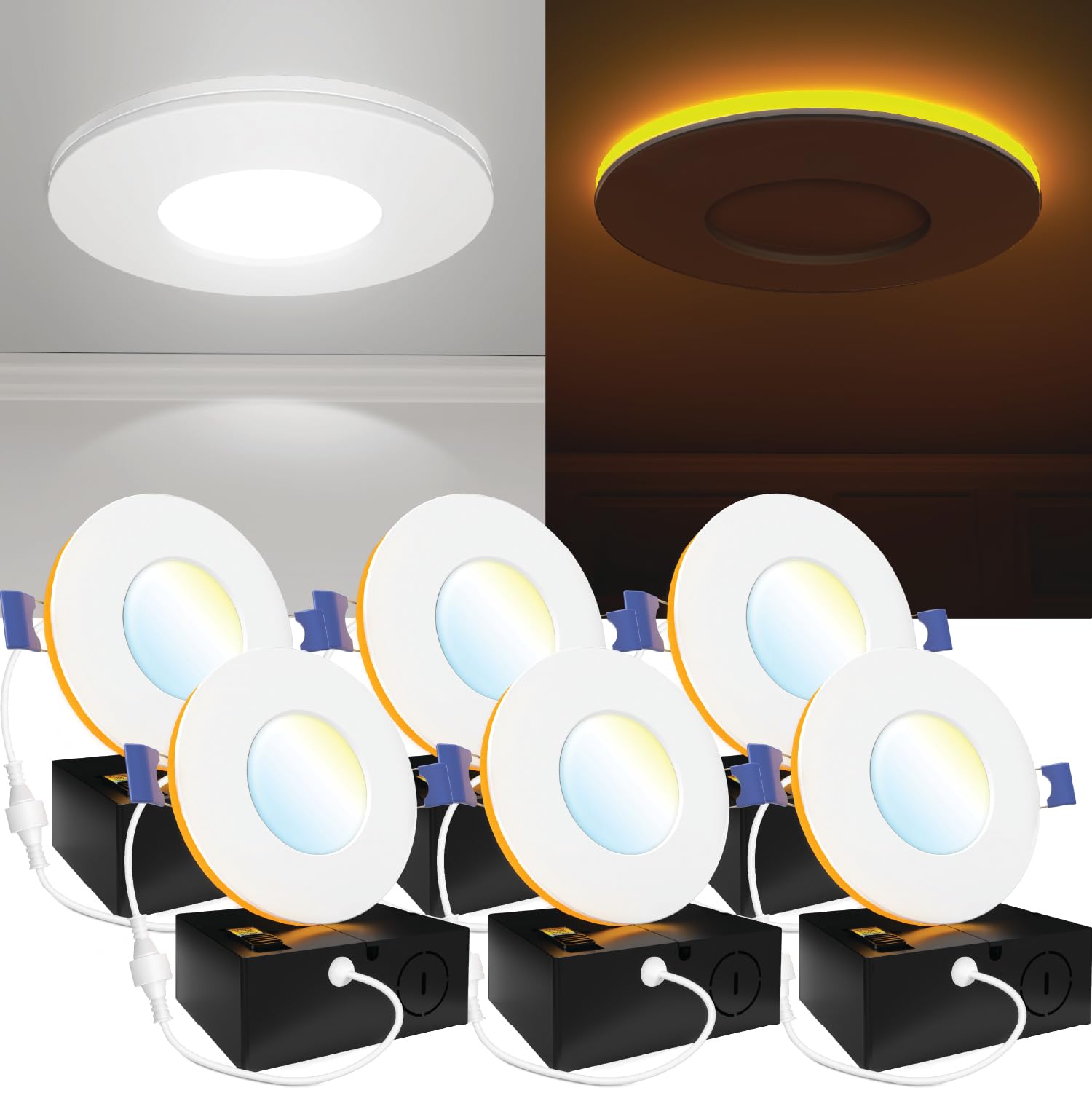 Sunco 3 Inch Led Slim Down Light For Indoor Ceiling Fixture Home Living Room Bedroom, 6W 500 Lumens, Selectable Cct 2700K/3000K/4000K/5000K/6000K, 0-10V Dimmable, Ac120V 6 Pack