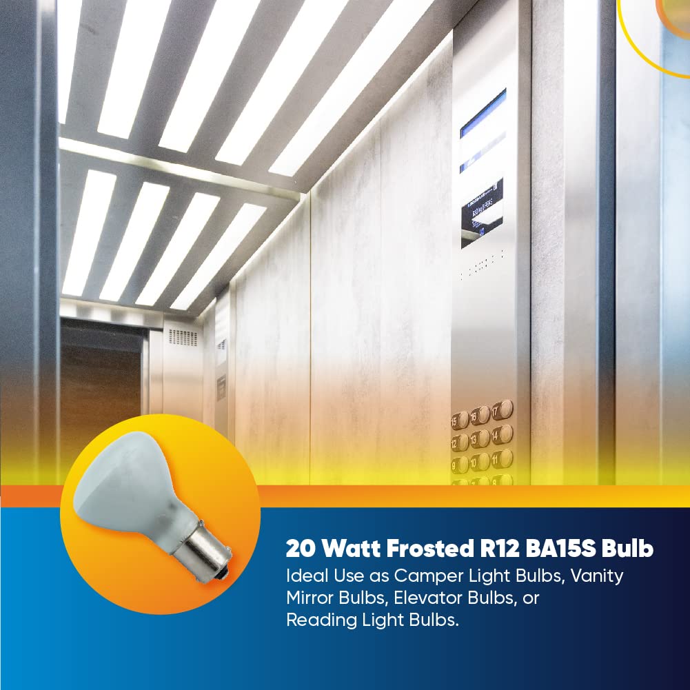 13V Rv Light 1383 Bulb By Technical Precision - 20W Frosted R12 Ba15S Bulb Single Contact Bayonet Base For Automotive, Elevator,