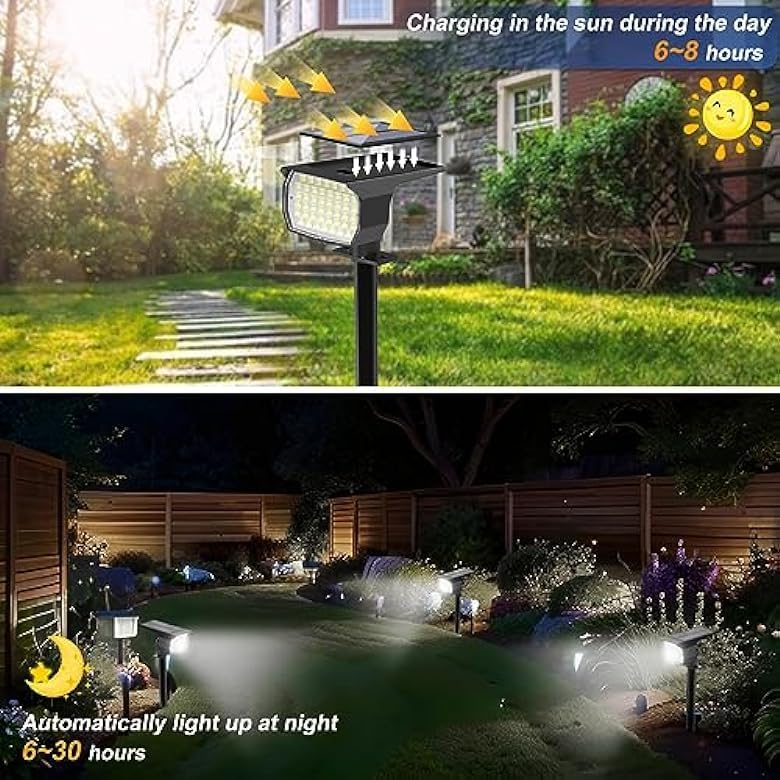 Wenaty Solar Spot Lights Outdoor Waterproof Ip65, 6 Pack Landscape Spotlights With 46 Leds, 3 Modes Auto On/Off Solar Powered Fl