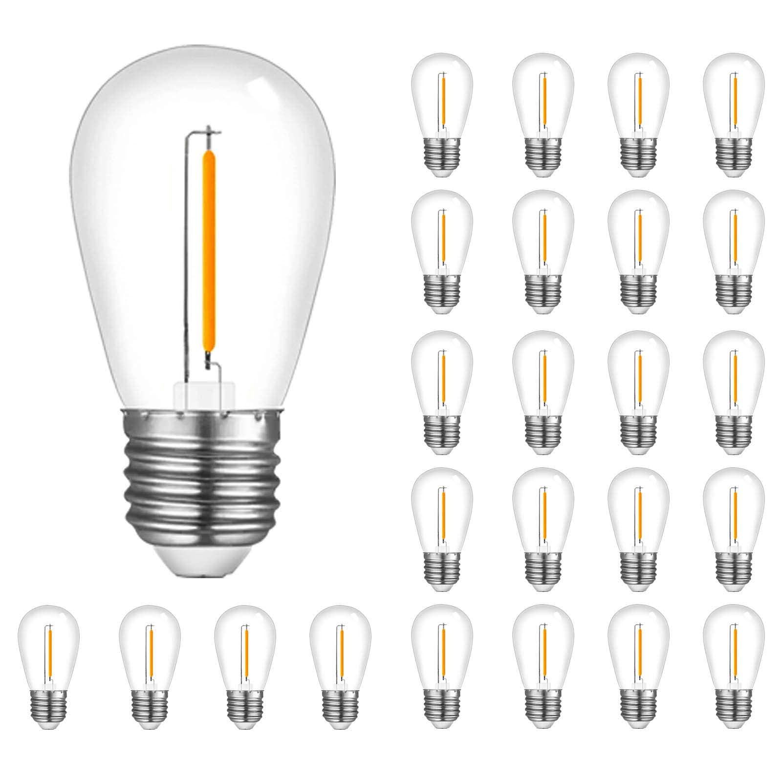 Visther 30-Pack S14 Outdoor Waterproof String Light Bulbs, E26 Base, Warm White, 1W 120V