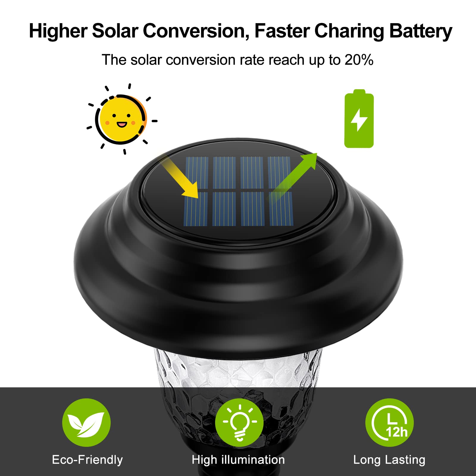 Balhvit Glass Solar Lights Outdoor, 4 Pack Super Bright Solar Pathway Lights, Up To 12 Hrs Long Last Auto On/Off Garden Lights S