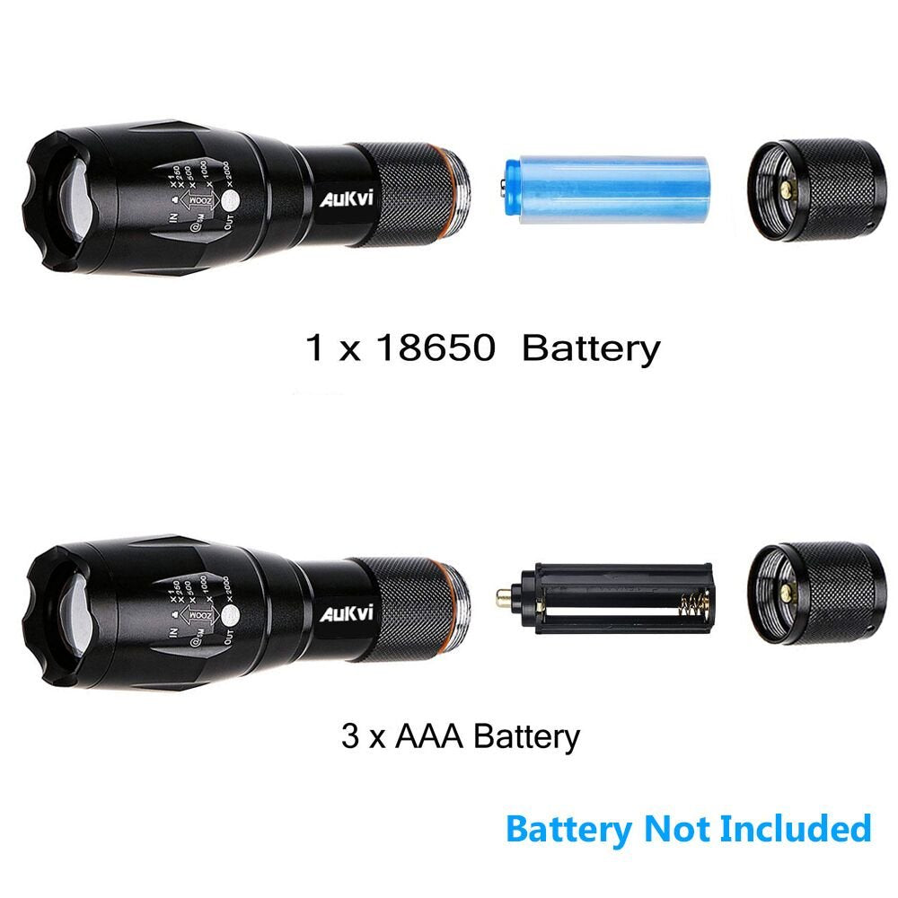 AuKvi 2 Pcs Powerful Red LED Flashlight Single Mode Long Range Red Hunting Light Torch Zoombale, Waterproof Red Torch Best for A