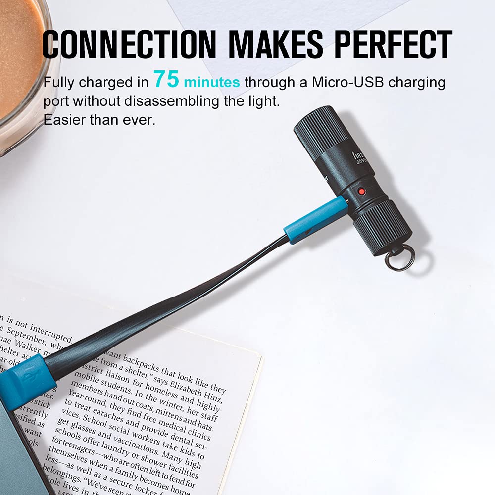 OLIGHT i1R 2 EOS Keychain Flashlight 150 Lumens Mini LED Aluminum Black Model AM-OL-I1R 2+USB