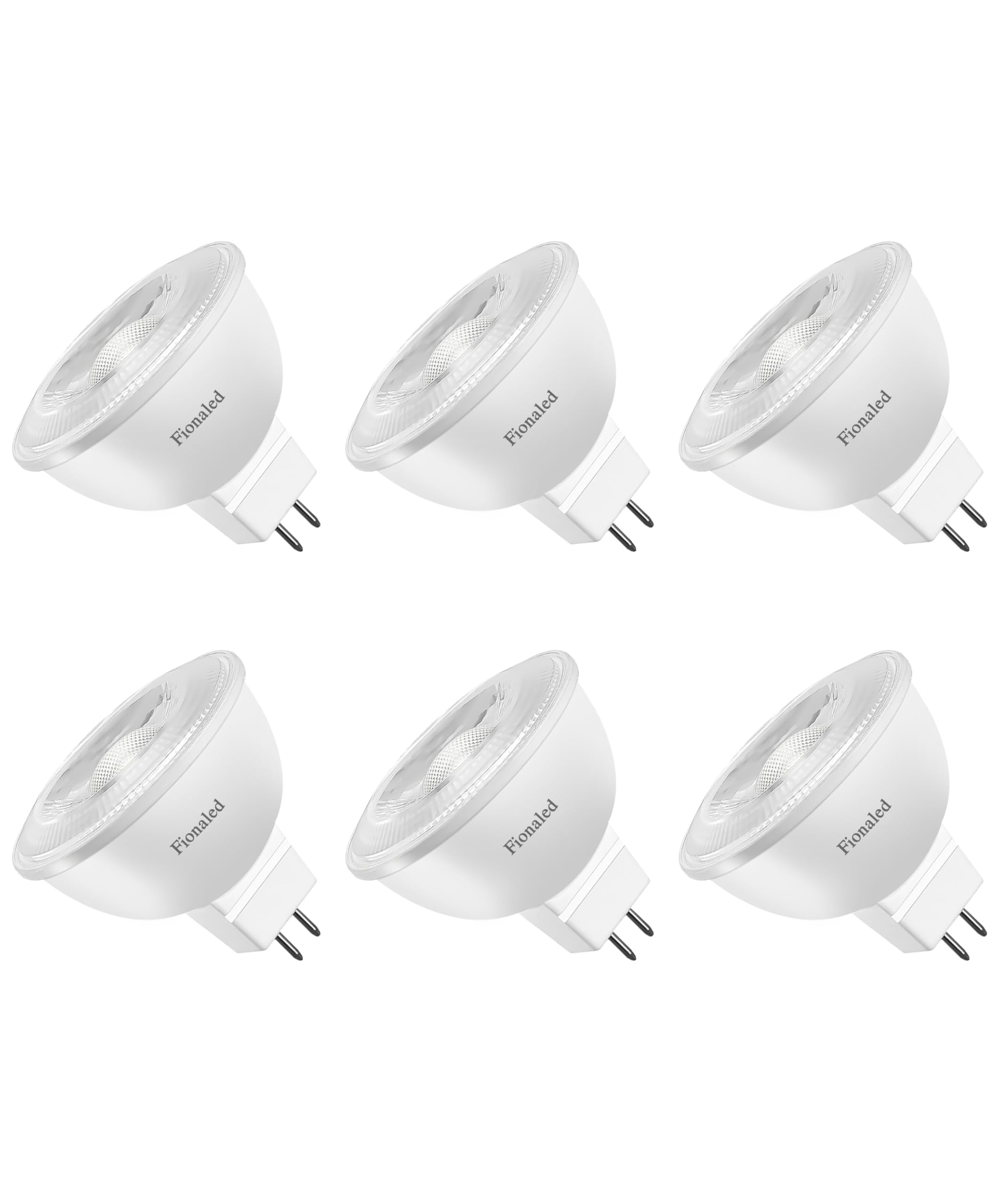 Fionaled MR16 LED Bulbs, 50W Halogen Replacement, 5000K Daylight White, Not Dimmable GU5.3 Bipin Base, 5W 12V Recessed Landscape