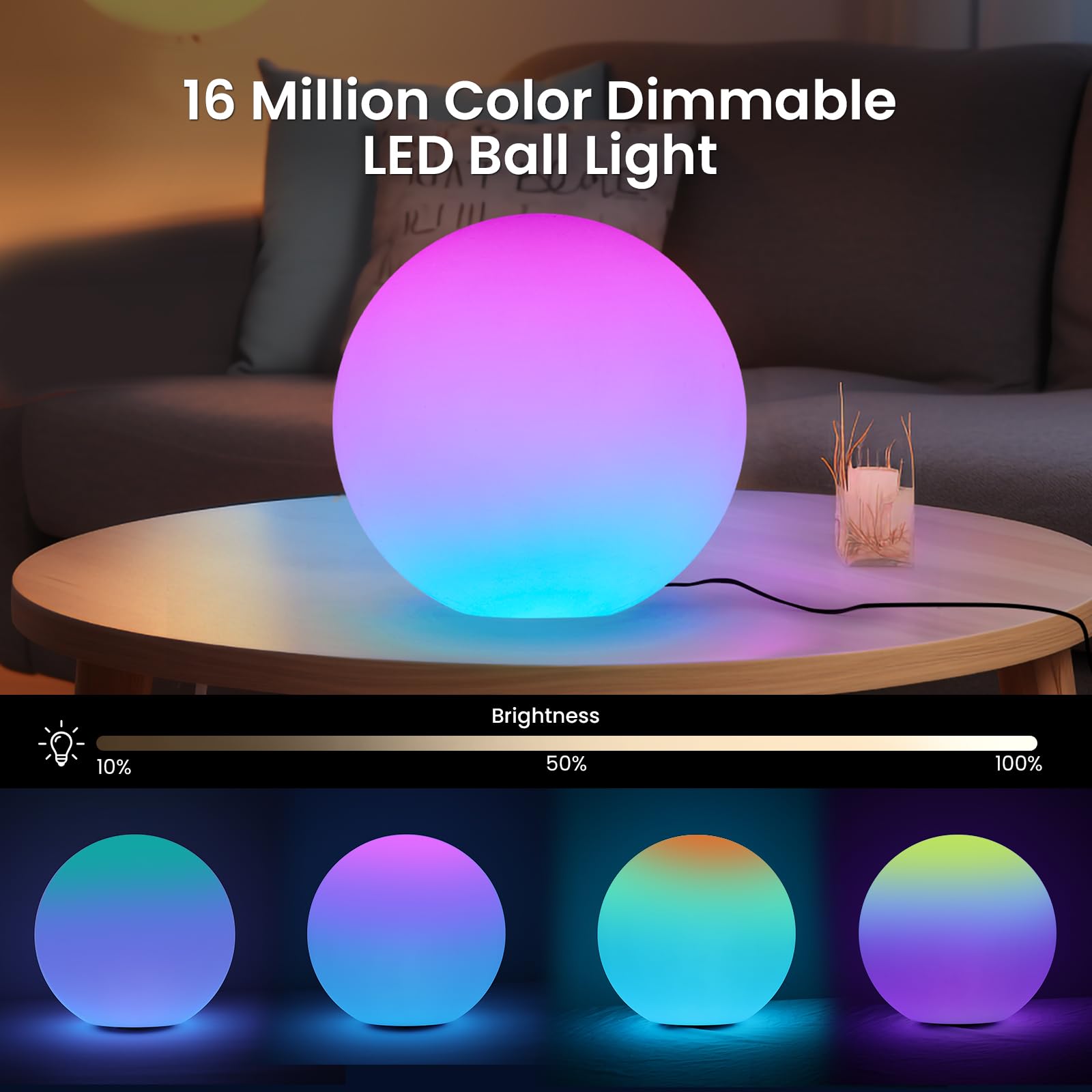 Loftek Color Changing Night Light, Smart Led Lamp With Bluetooth App And Remote Control, Music Sync, 220 Scene Modes, 12-Inch Rg