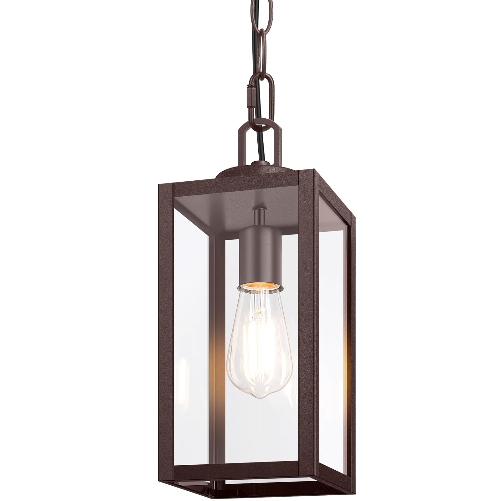 Beslowe 1-Pack Outdoor Pendant Light  13  Modern Hanging Lantern Light For Outside  Brown Exterior Pendant Lighting Fixture With Adjustable Chain  Outdoor Chandelier For Porch  Gazebo  Front Door