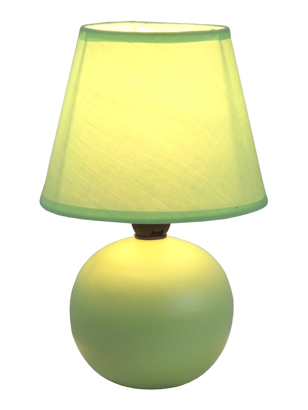 Simple Designs Lt2008-Grn Mini Ceramic Globe Matching Fabric Shade Table Lamp, Green