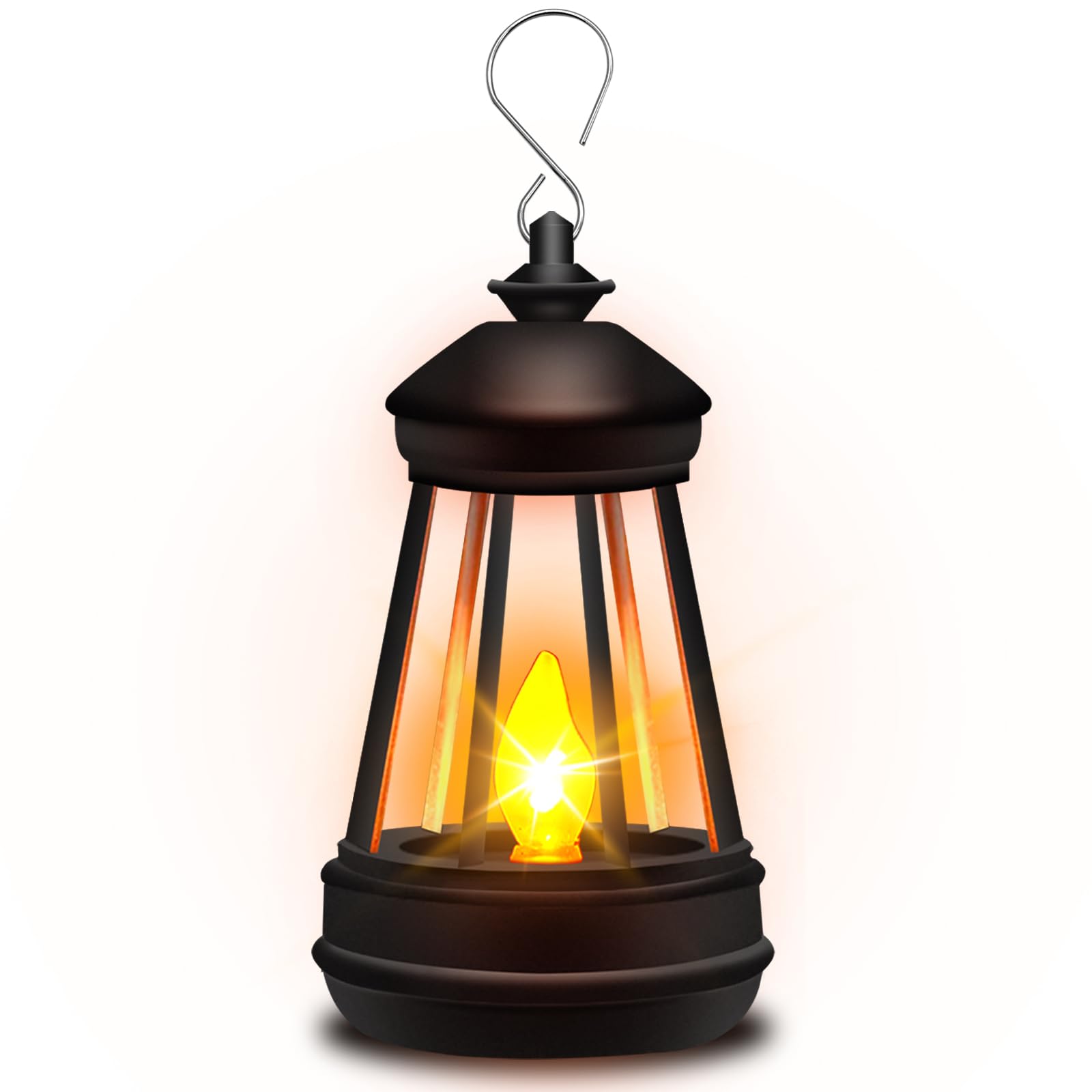 Stadeco Mini Solar Lantern - Waterproof Hanging Light, Black, Plastic, Model GTD-12, 1 Pack