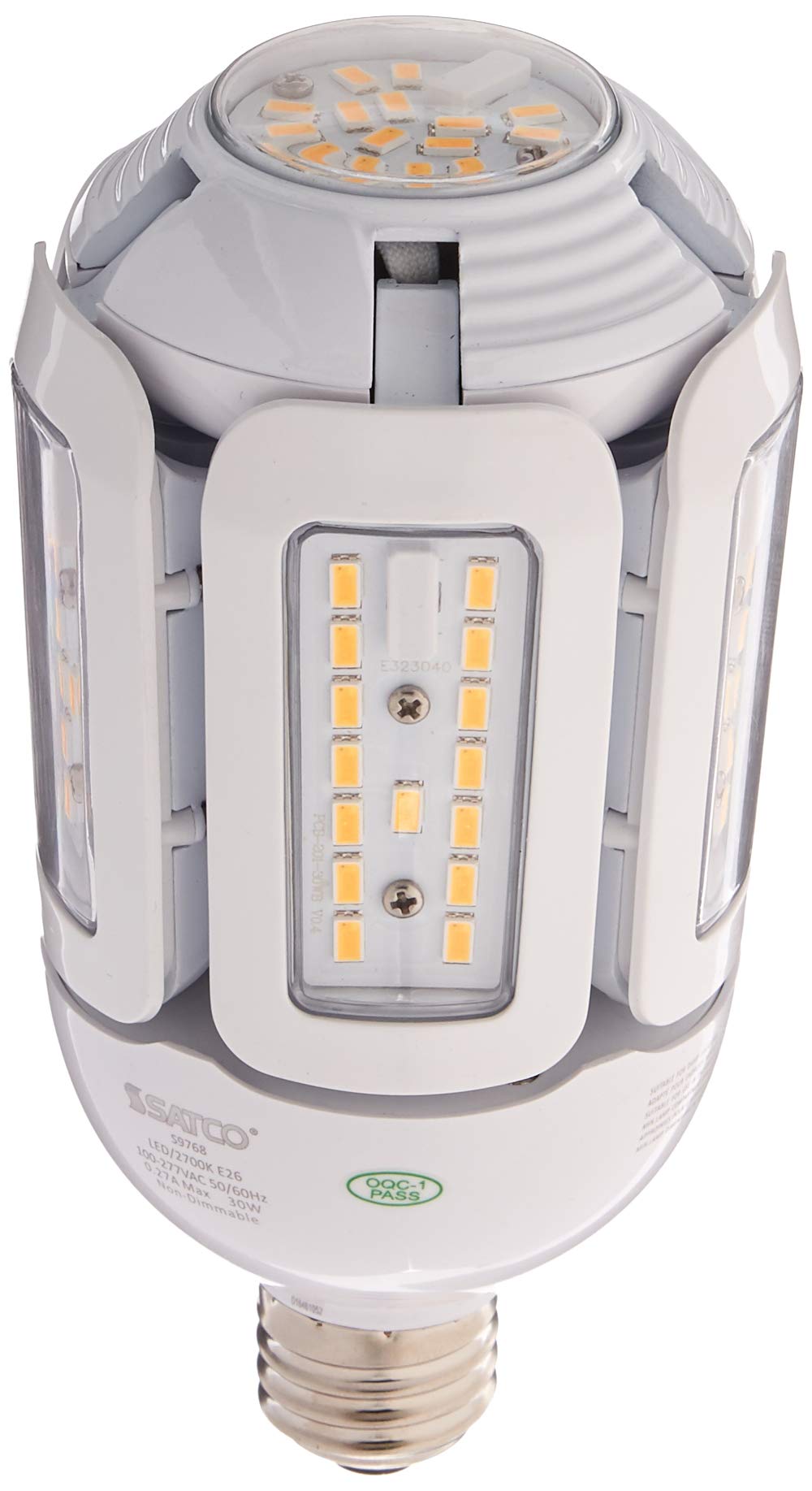 Satco S9768 LED Light Bulb, 30W HID Replacement, 2700K Warm White, Adjustable Beam Angle, Medium Base, Standard Size