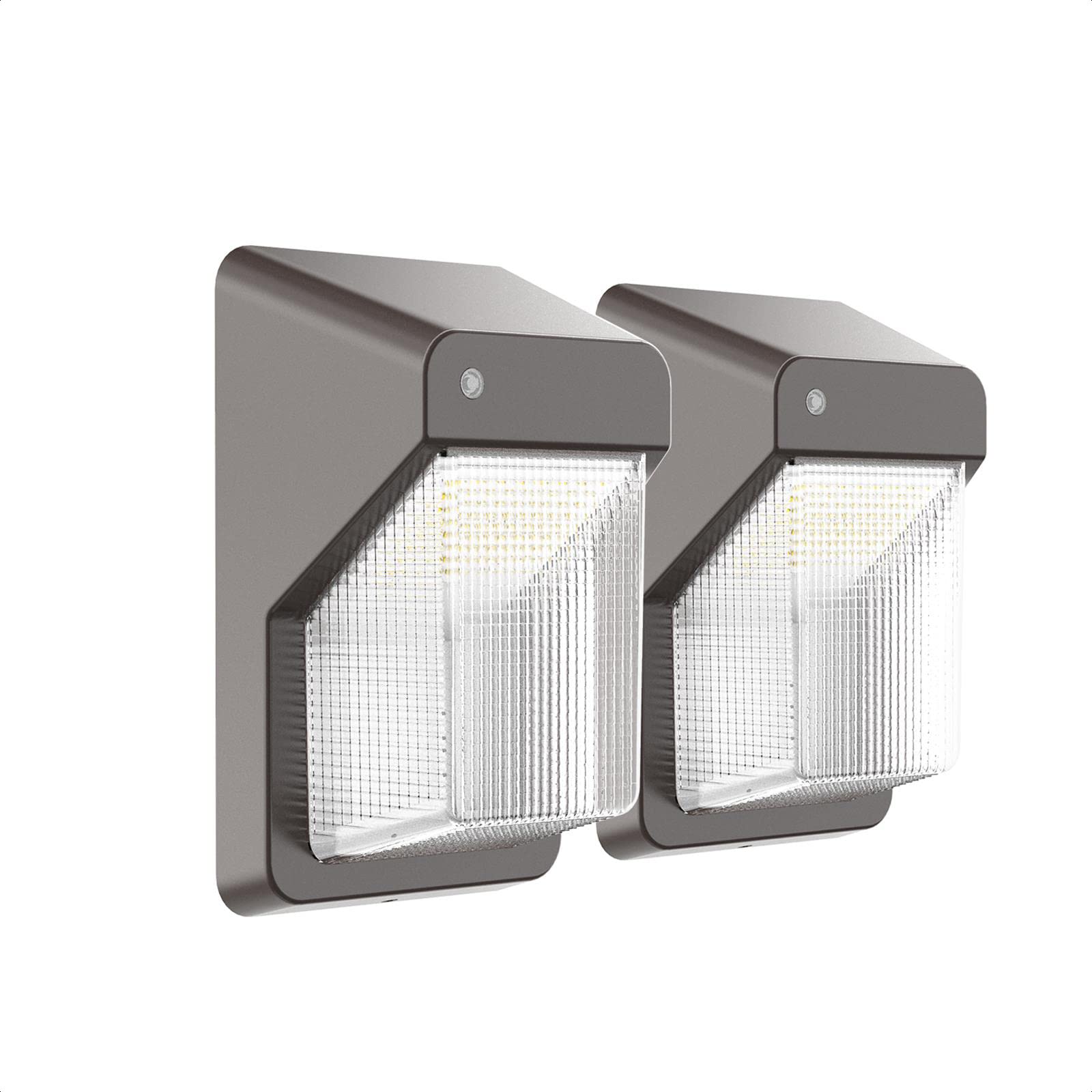 TIERONE LED Wall Pack Light 28W 3000LM Dusk-to-Dawn Outdoor Security Lighting 4000K Bronze 2PK UL Listed Model LMS-WL-30W-2