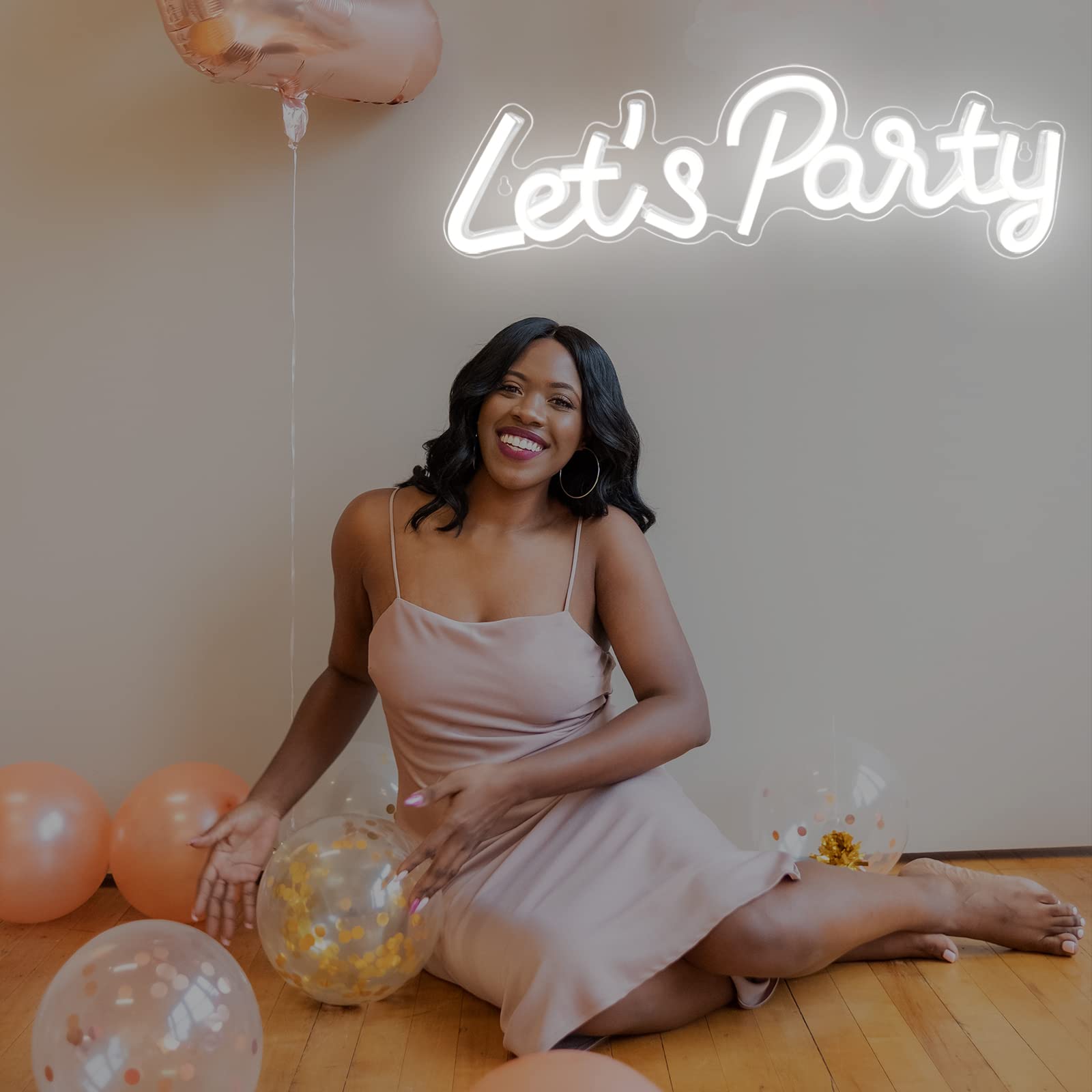 Bernicekelly Let'S Party Neon Sign - Led Wall Decor For Bachelorette, Birthday & Gamer Rooms, White