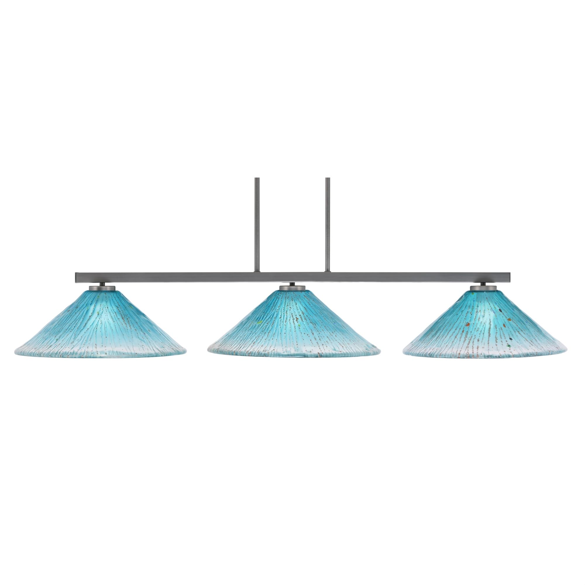 Toltec Lighting Atlas 3 Light Bar - Graphite Finish, 16in Teal Crystal Glass