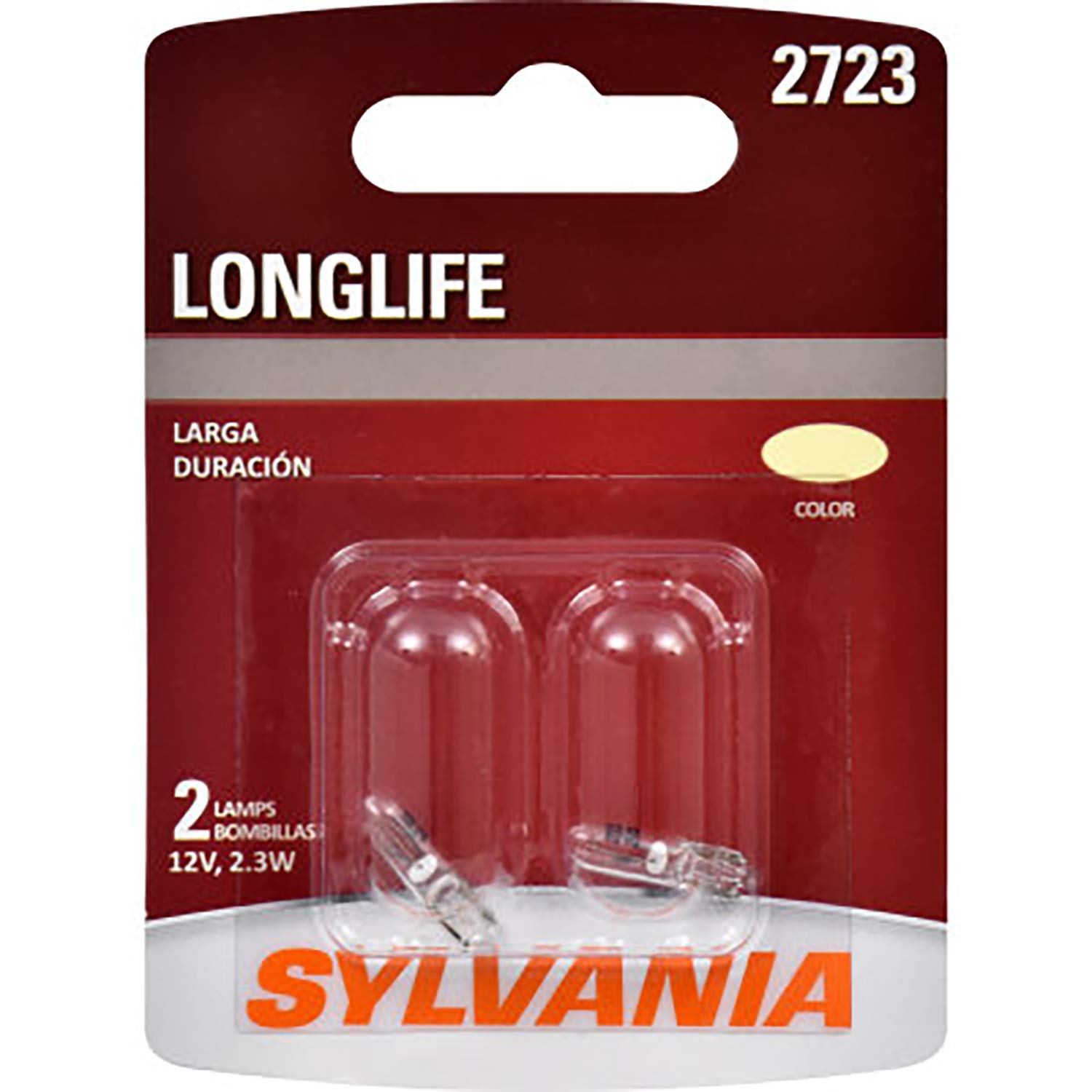SYLVANIA 2723 Long Life Miniature Bulbs - Ideal for Interior Door, Tail, and More (2 Pack)