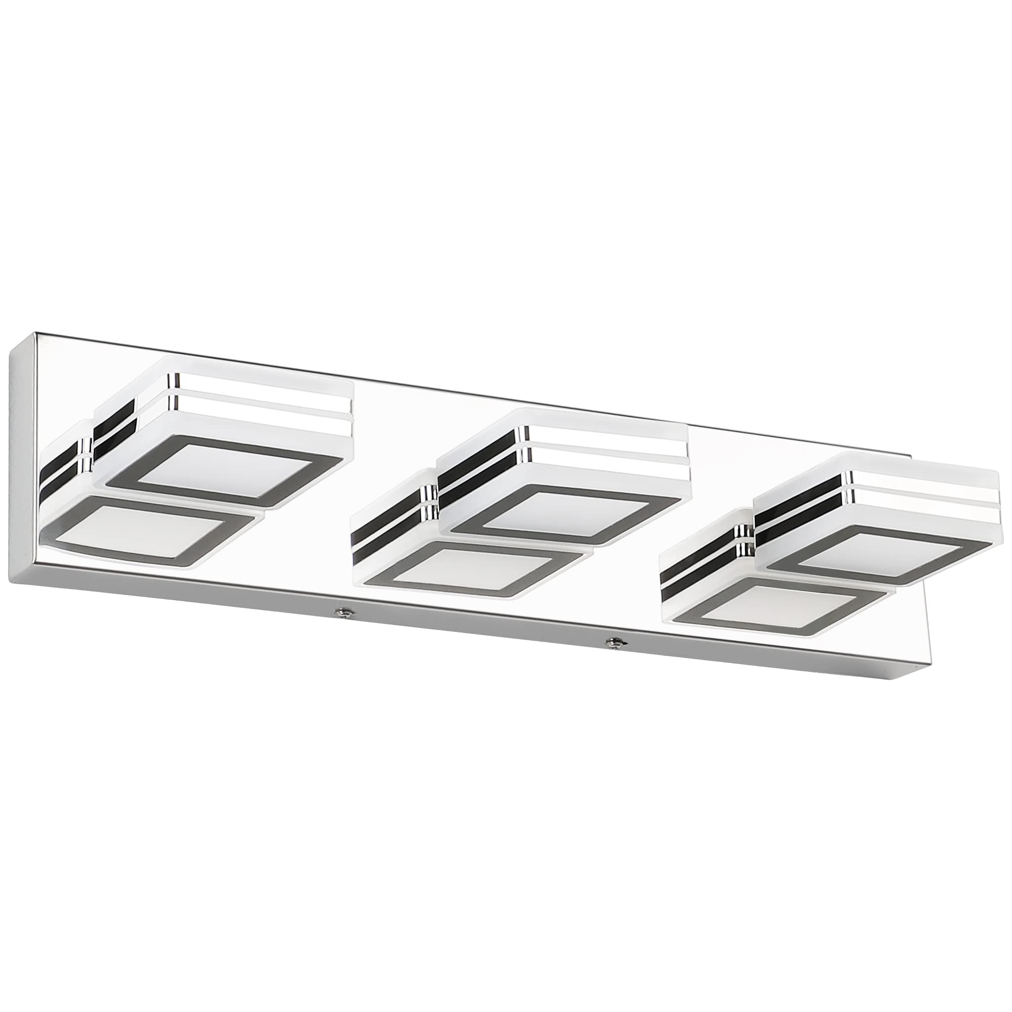 SOLFART 3-Light Chrome LED Bathroom Vanity Lighting Fixture, Modern Over Mirror Design, Model S9660-3T-chrome-ND