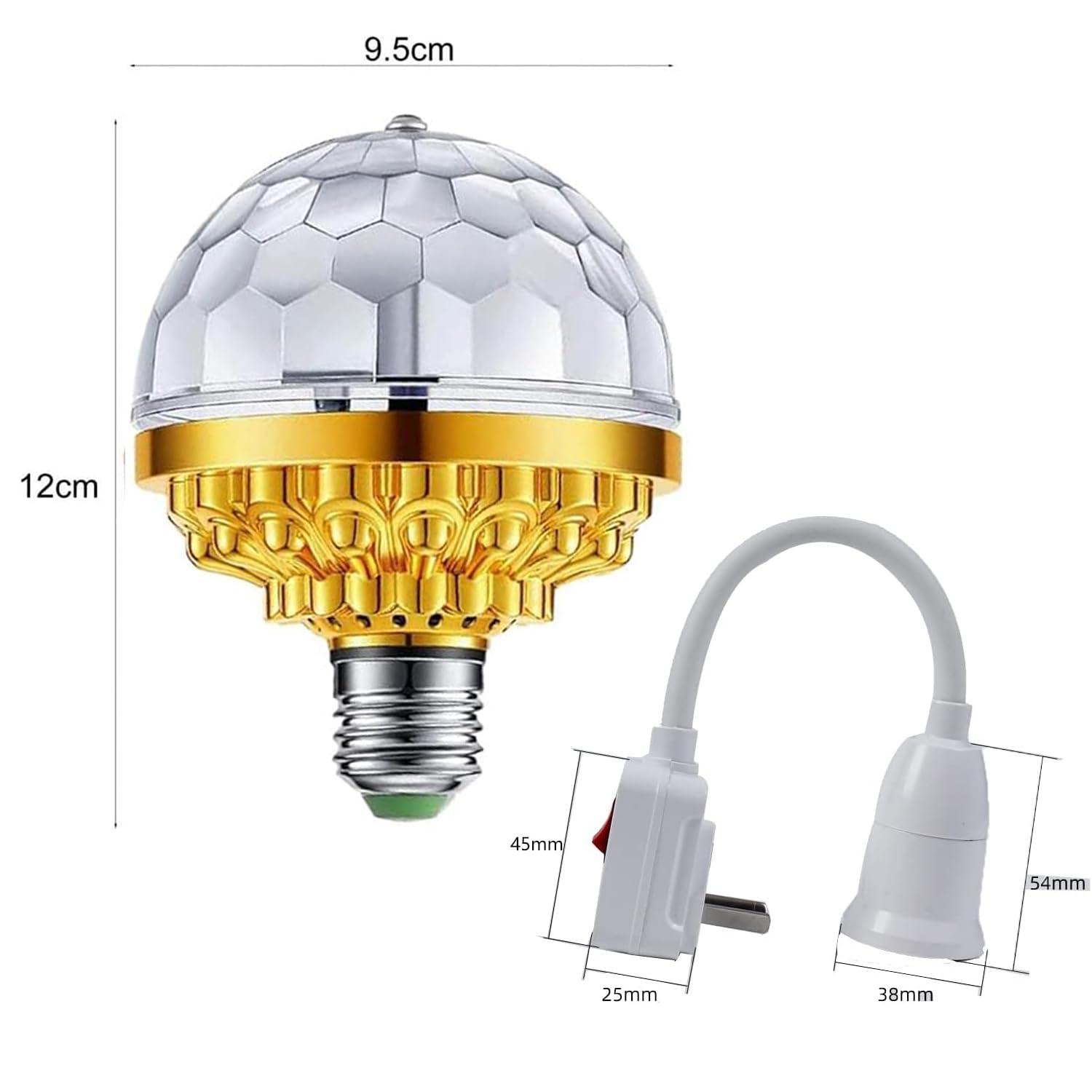 XGHJ 2Pcs Colorful Rotating Magic Ball Light Bulb, RGB LED Disco Light, Gold, Crystal, Model xghj