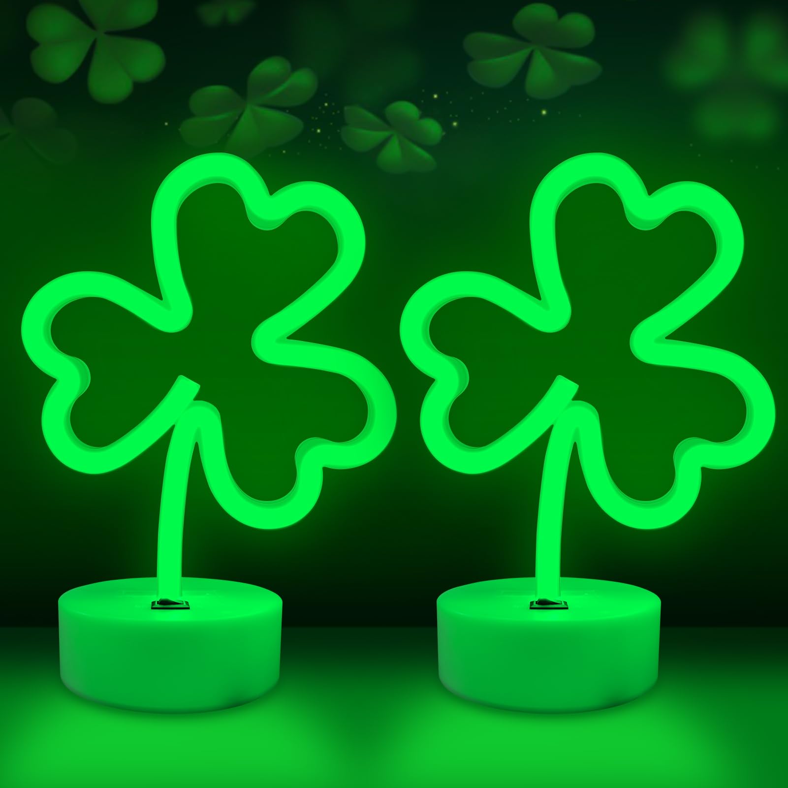 Brightdeck 2 Pack Clover Neon Signs  Led Lights Battery Operated Or Usb Powered Decoration Lamp  Neon Lights Decor For St. PatrickS Day Gifts  Wedding  Party  Room Decor(Clover)