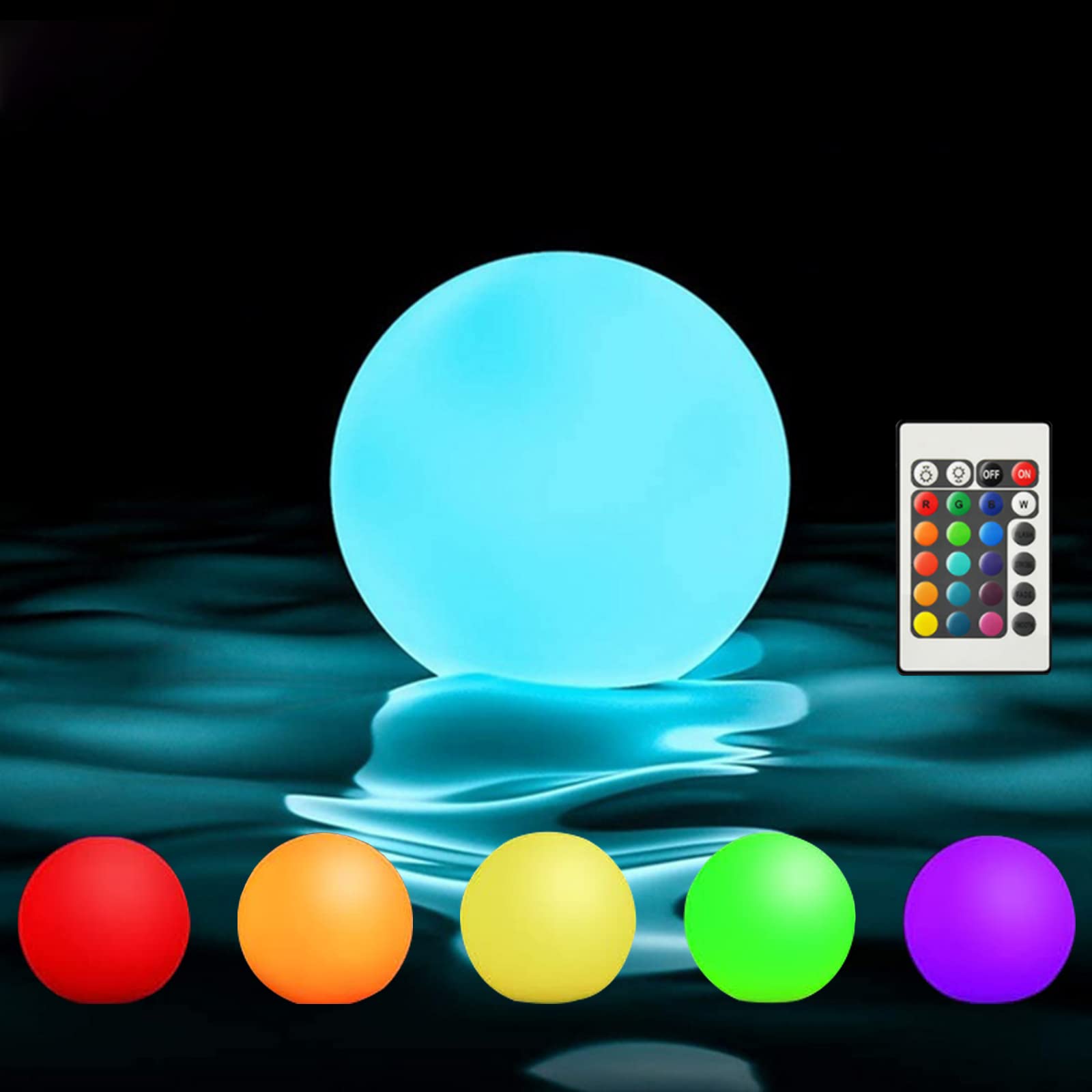 Borelor Floating Pool Lights, 3-Inch USB Rechargeable Globe Lamp, IP68 Waterproof, Multicolor, 6 Pack