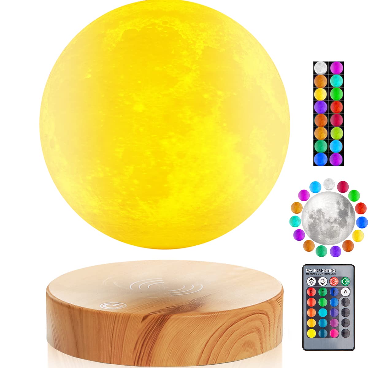VGAzer Levitating Moon Lamp 5.9 Inch 16 Colors Moon Lamp 3D Moon LED Light with Remote Control for Unique Gifts,Room Decor,Night