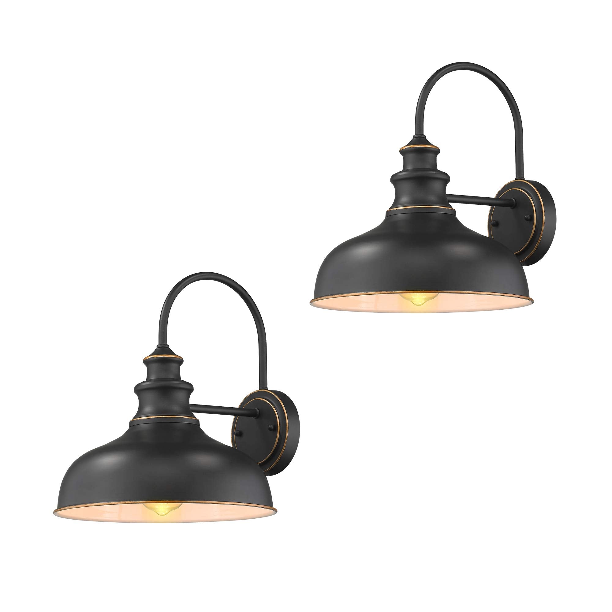 Zeyu Farmhouse Barn Light Fixture, Gooseneck Wall Sconce 2 Pack In Black Finish, 02A390-2 Rob