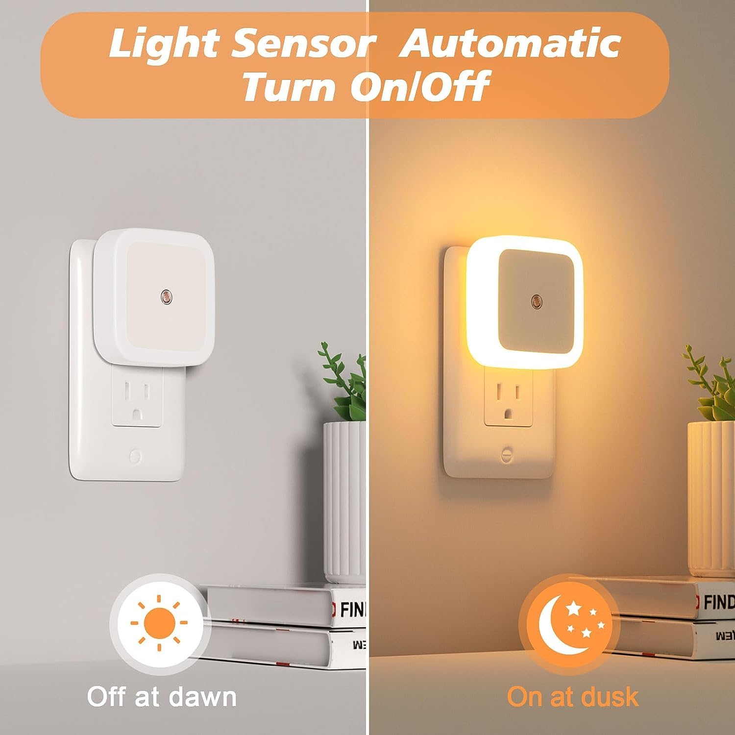 Vrprime 6Pc Night Lamp Sensor Light For Bed Side Home|Smart Automatic Onoff Dim Led Lights|Energy Saving 0.5W Lamp|Long Life For