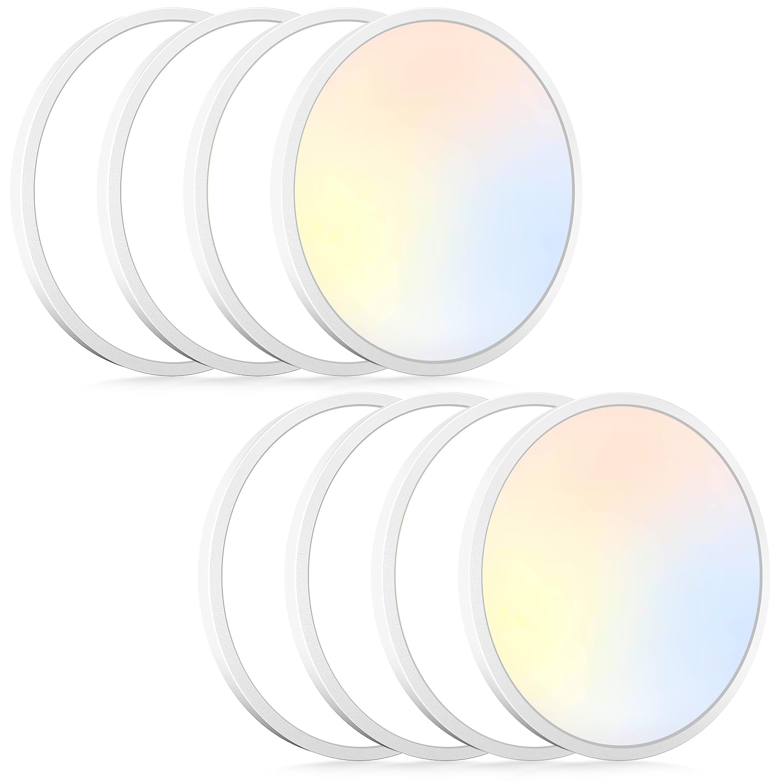 8Pack LED Flush Mount Ceiling Light Fixture, 12Inch 24W, Dimmable&3000K/3500K/4000K/5000K/6500K Adjustable Low Profile Ceiling L