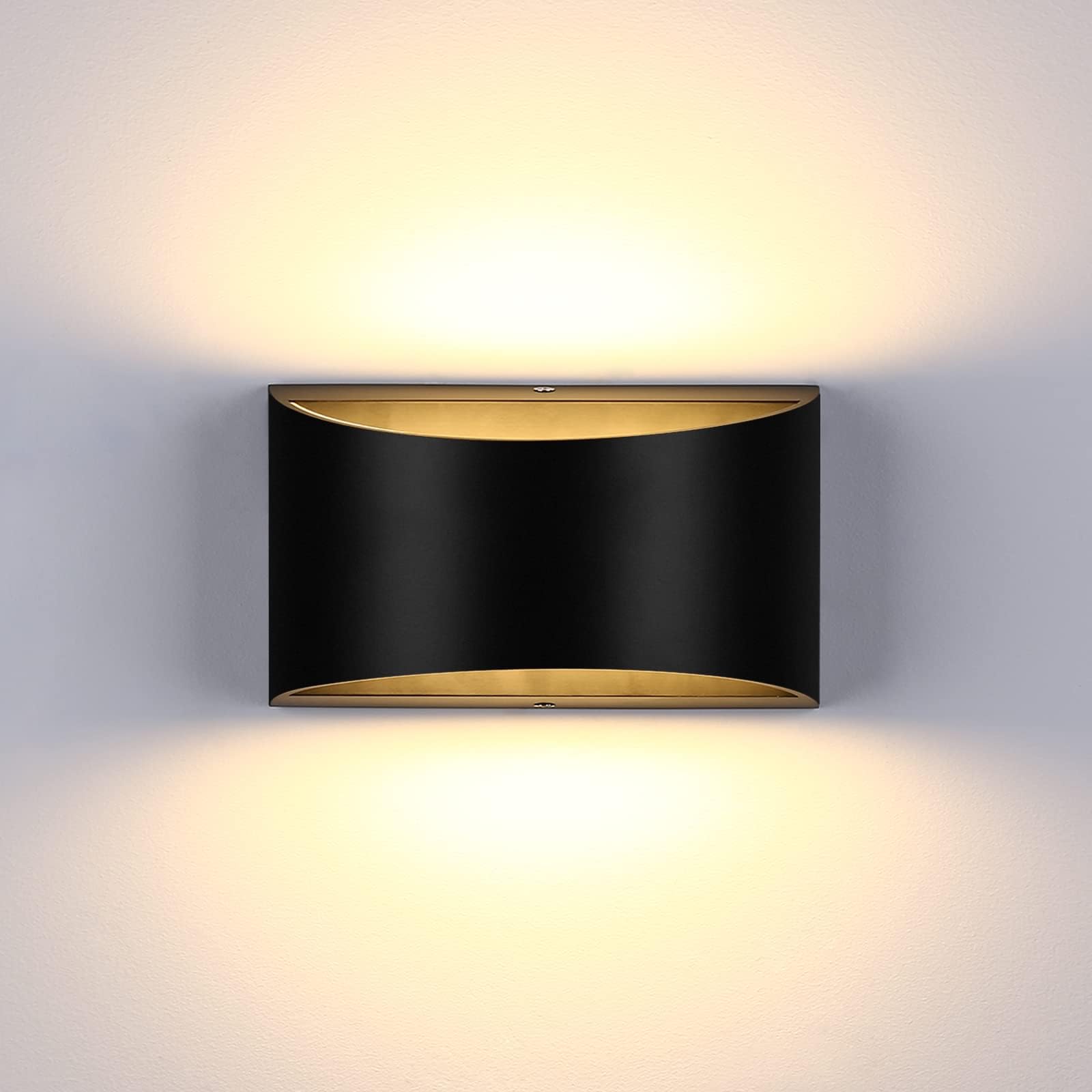 Lightess LED Wall Sconce - Indoor Dimmable 12W Lighting for Hallway, 7.87inx4.72inx3.93in, Black-Warm White