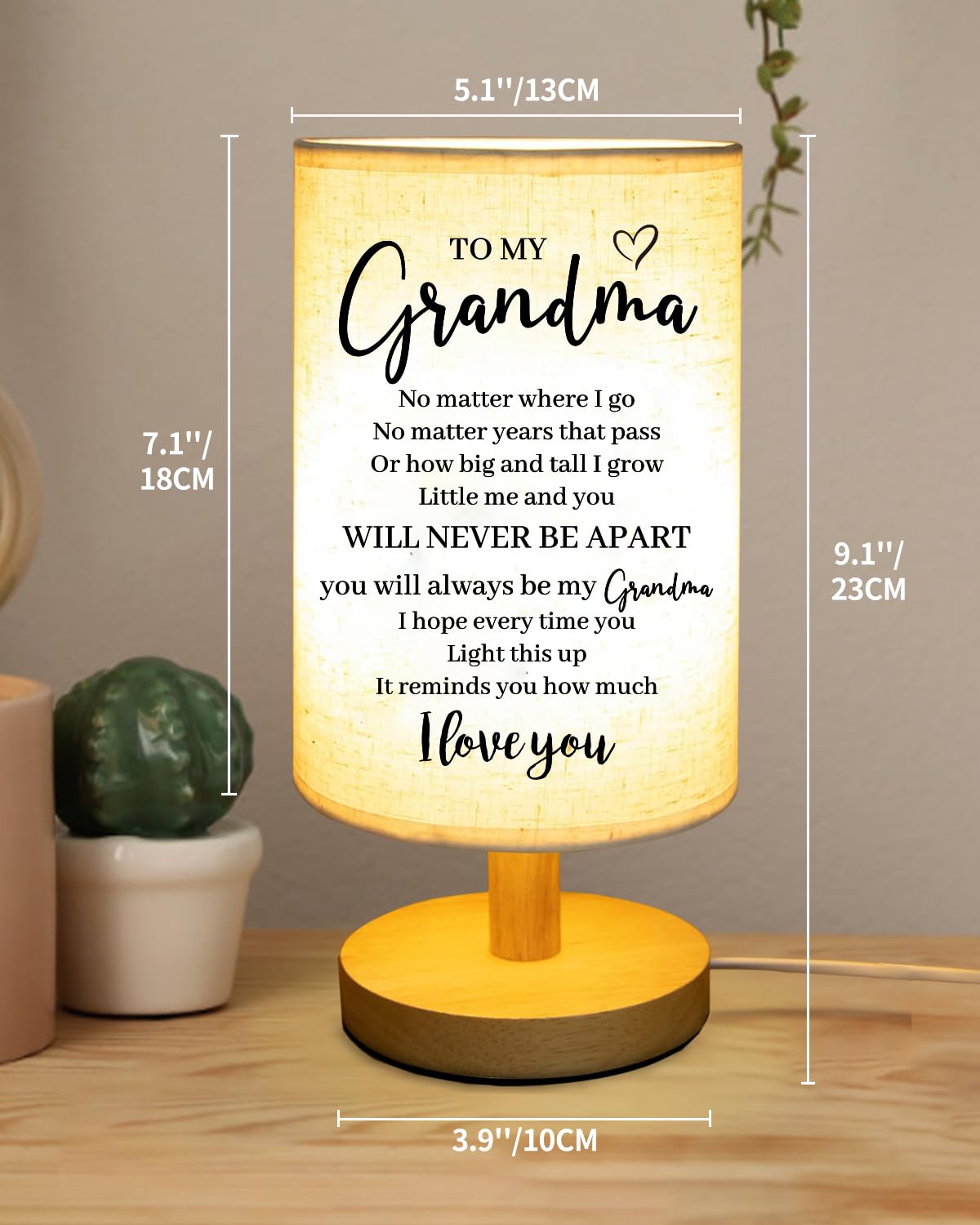 Birthday Gifts For Grandma From Grandkids, To My Grandma Fabric Table Lamp, Grandma Birthday Christmas Gifts, Bedside Table Lamp