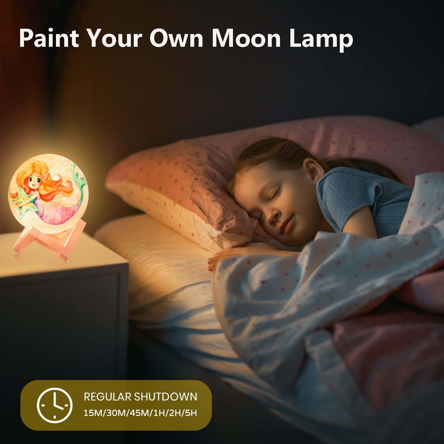 HOLA DIY 3D Moon Night Light Kit - 128 LED Colors, Arts and Crafts Supplies for Kids Ages 6-13, Perfect Birthday Gift