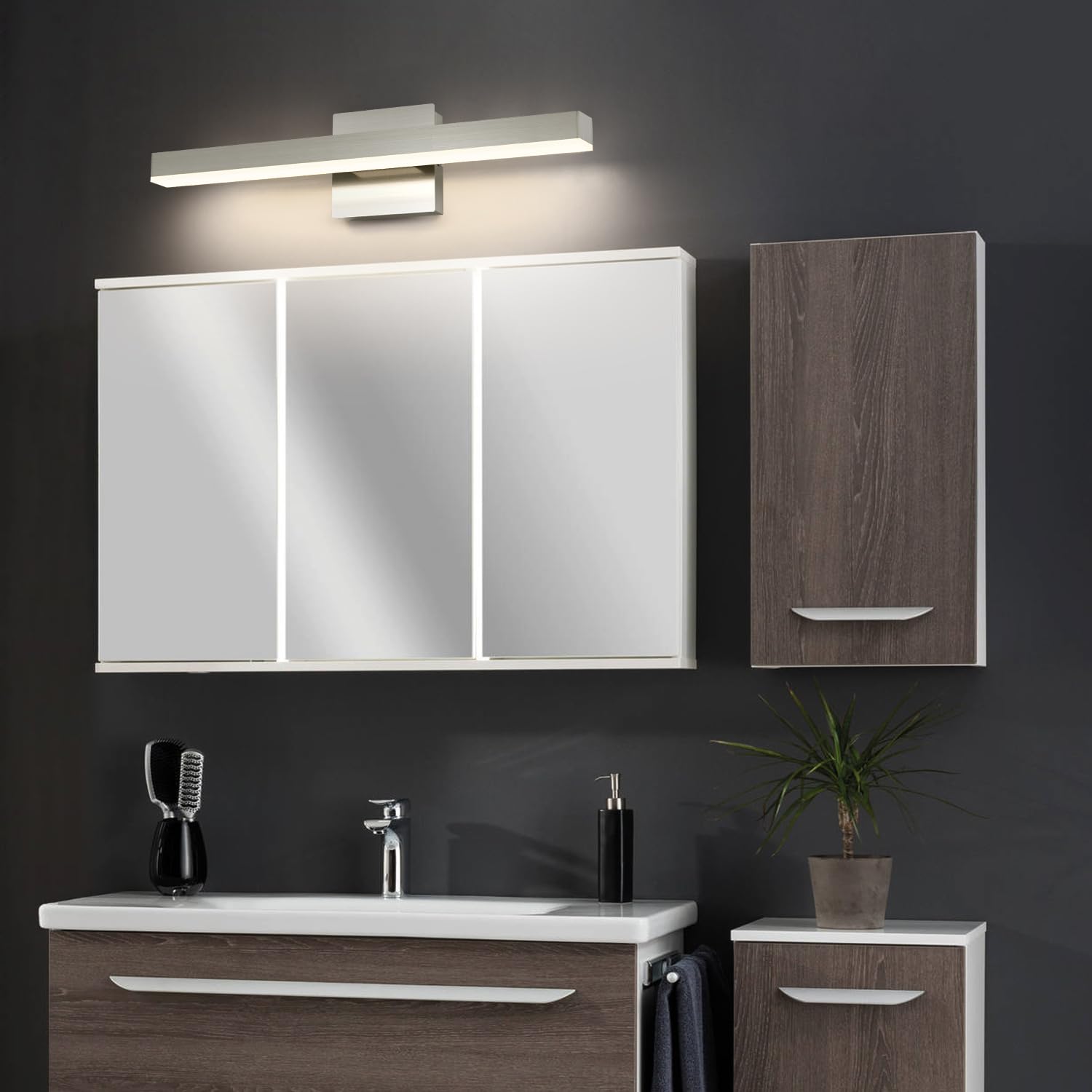 Joossnwell Led Bathroom Vanity Lighting Mirror Front Makeup Lights Fixtures Indoor Wall Mount Sconces Lamps Brushed Nickel 23.62