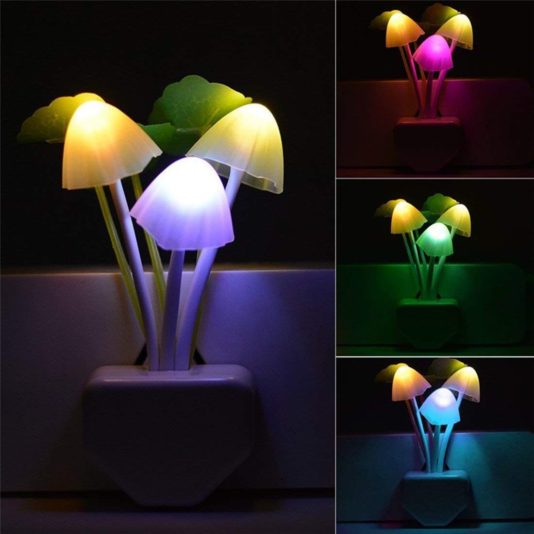 Zezhou Smart Dusk To Dawn Sensor Led Night Light, 0.6W Multi-Color Mushroom Design, Energy Efficient Bedside Lamp For Kids & mature-themeds