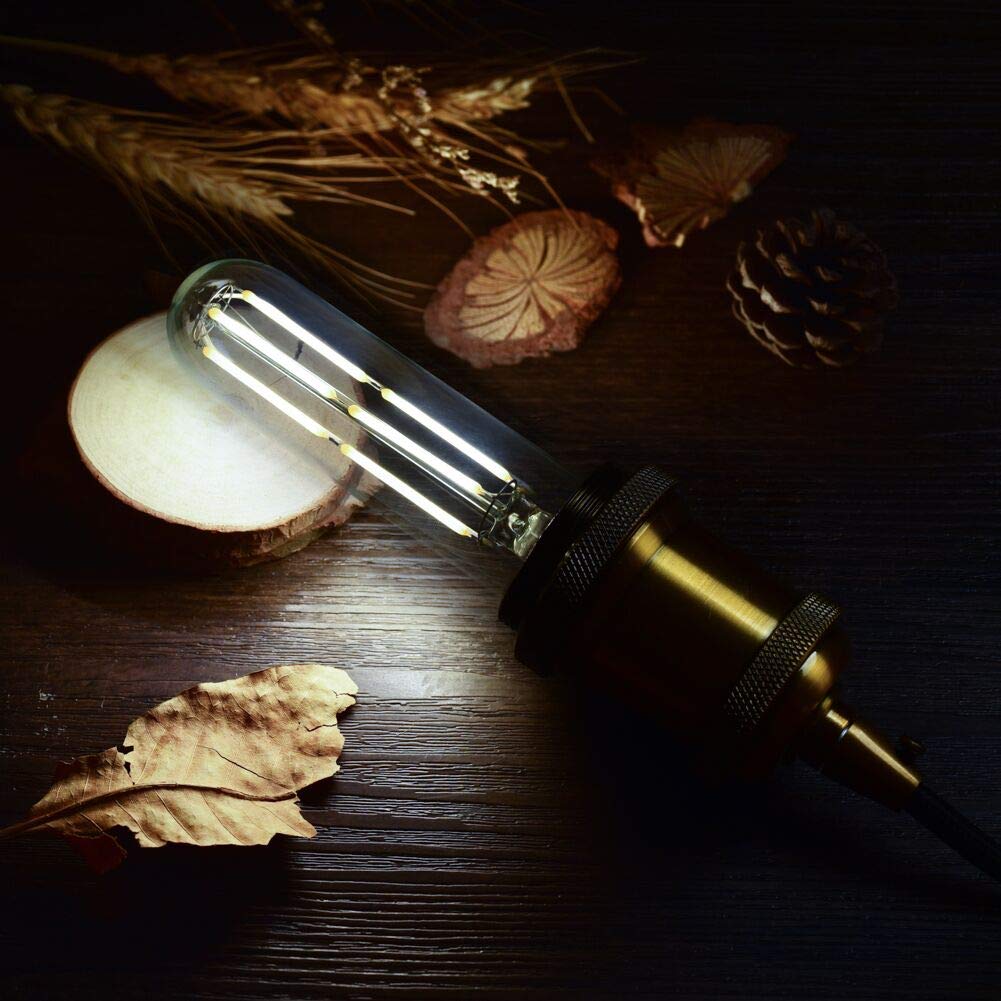 YFXRLIGHT Dimmable T10 Edison Bulb, 6W Vintage LED, 4000K Daylight White, E26 Base, 6 Pack