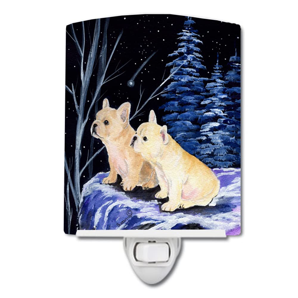 Carolines Treasures Ceramic Night Light, Starry Night French Bulldog, UL-Certified, 6x4x3in, Multicolor, Model SS8395CNL