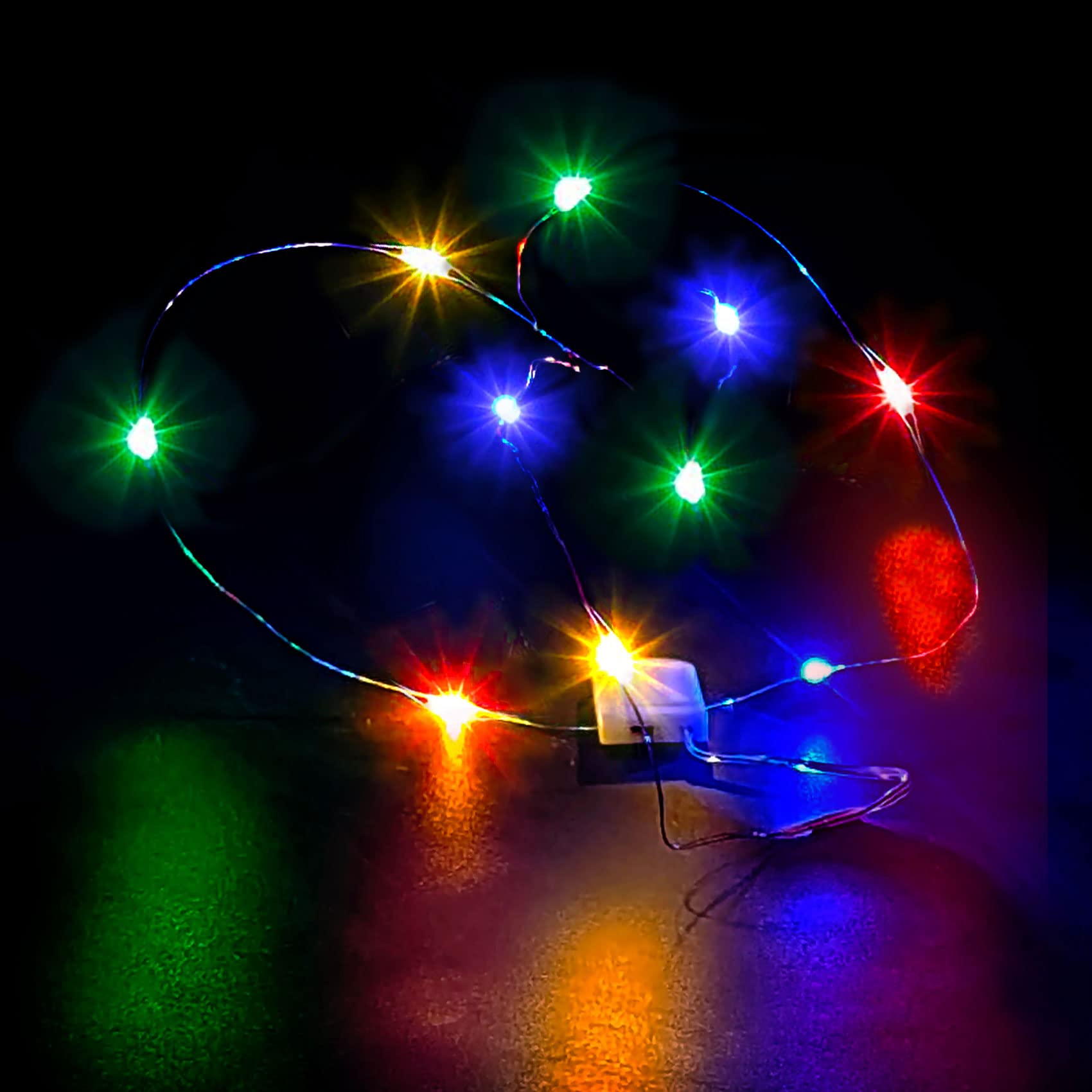 Zph Battery Powered Fairy Lights, 3.3Ft Silver Wire, 10 Leds, Waterproof Multicolor String Lights For Crafts & Decorations