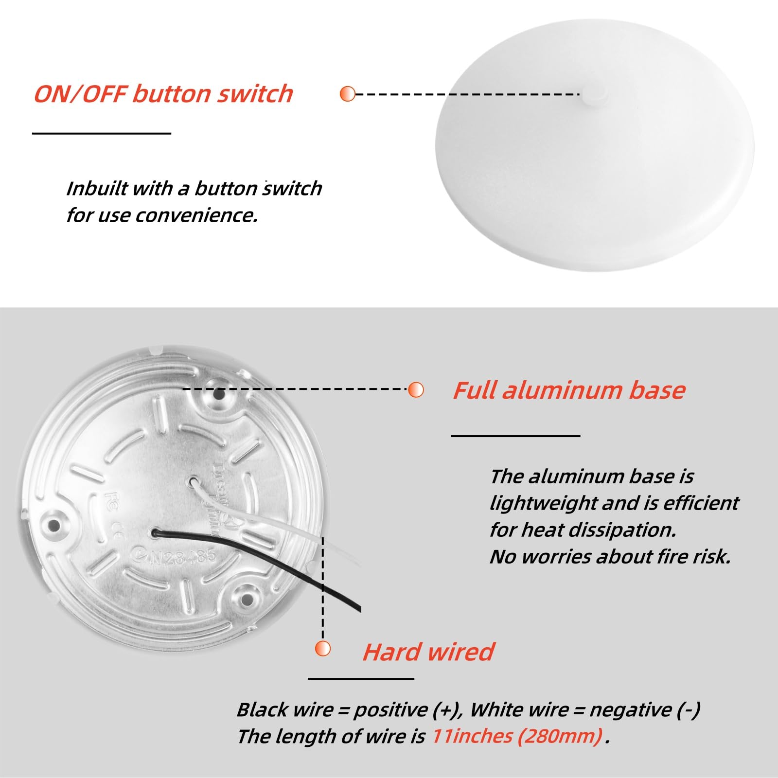 3.5Inch 12 Volt Rv Led Lights Interior Ceiling Light With Switch Under Cabinet Lights For Rv Trailer Boat 3500K Soft White Light