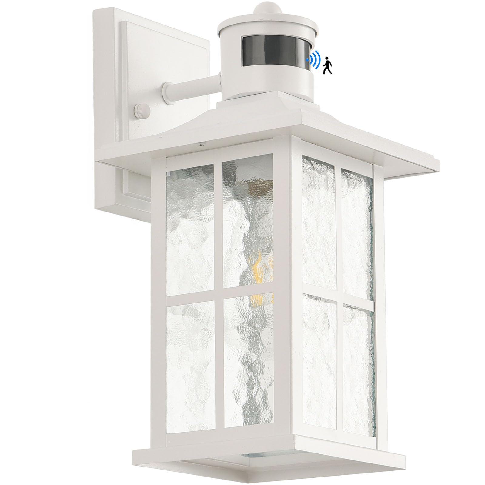 FLEDAVID Motion Sensor Outdoor Wall Light Fixtures Dusk to Dawn Exterior Porch Lantern White Outside Sconce Lighting Rustic Wall