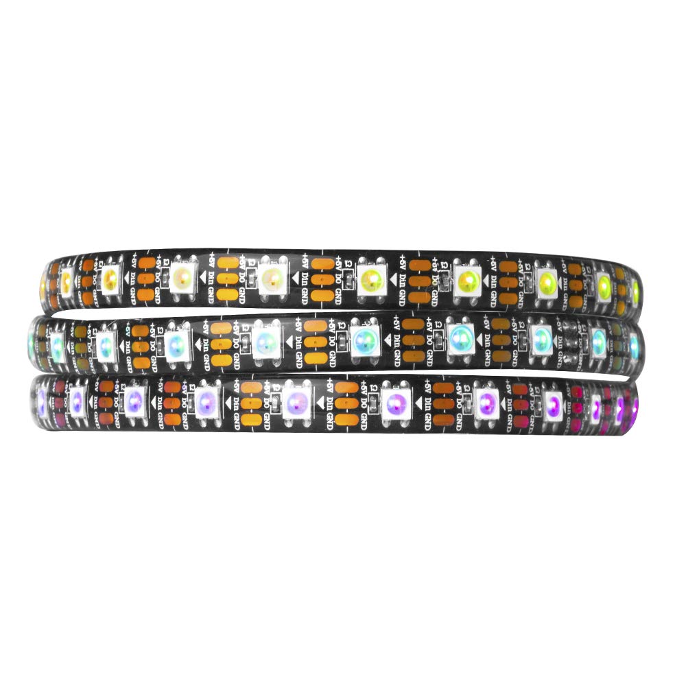 BTF-LIGHTING WS2812B LED Strip, 60 Pixels/m, 3.2FT, Black PCB, IP65 Waterproof, Flexible FPCB, Dream Color