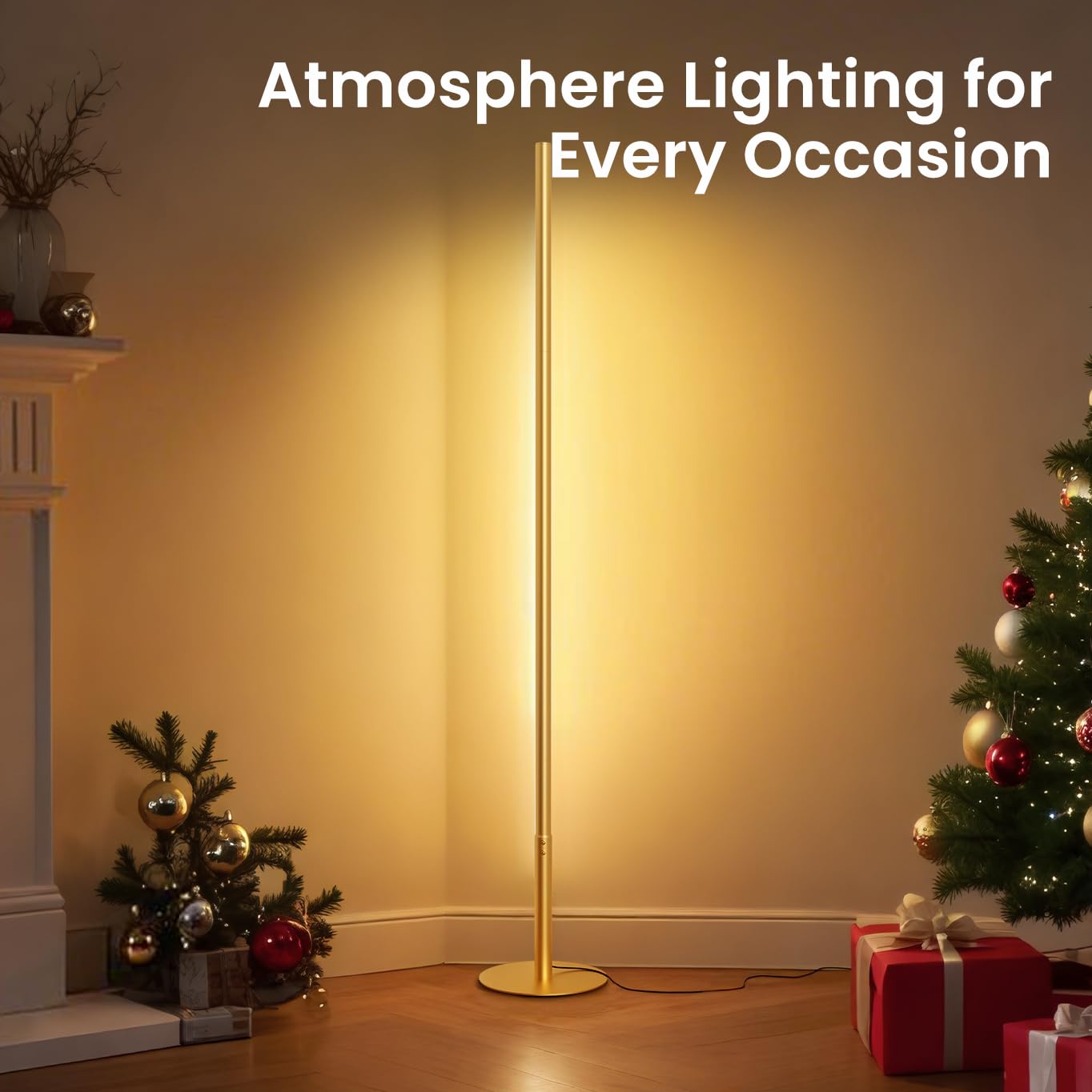 Tacopet Led Corner Floor Lamp For Living Room, Dimmable Light With Remote, 2700-6500K Stepless Adjustable Colors & Brightness, M