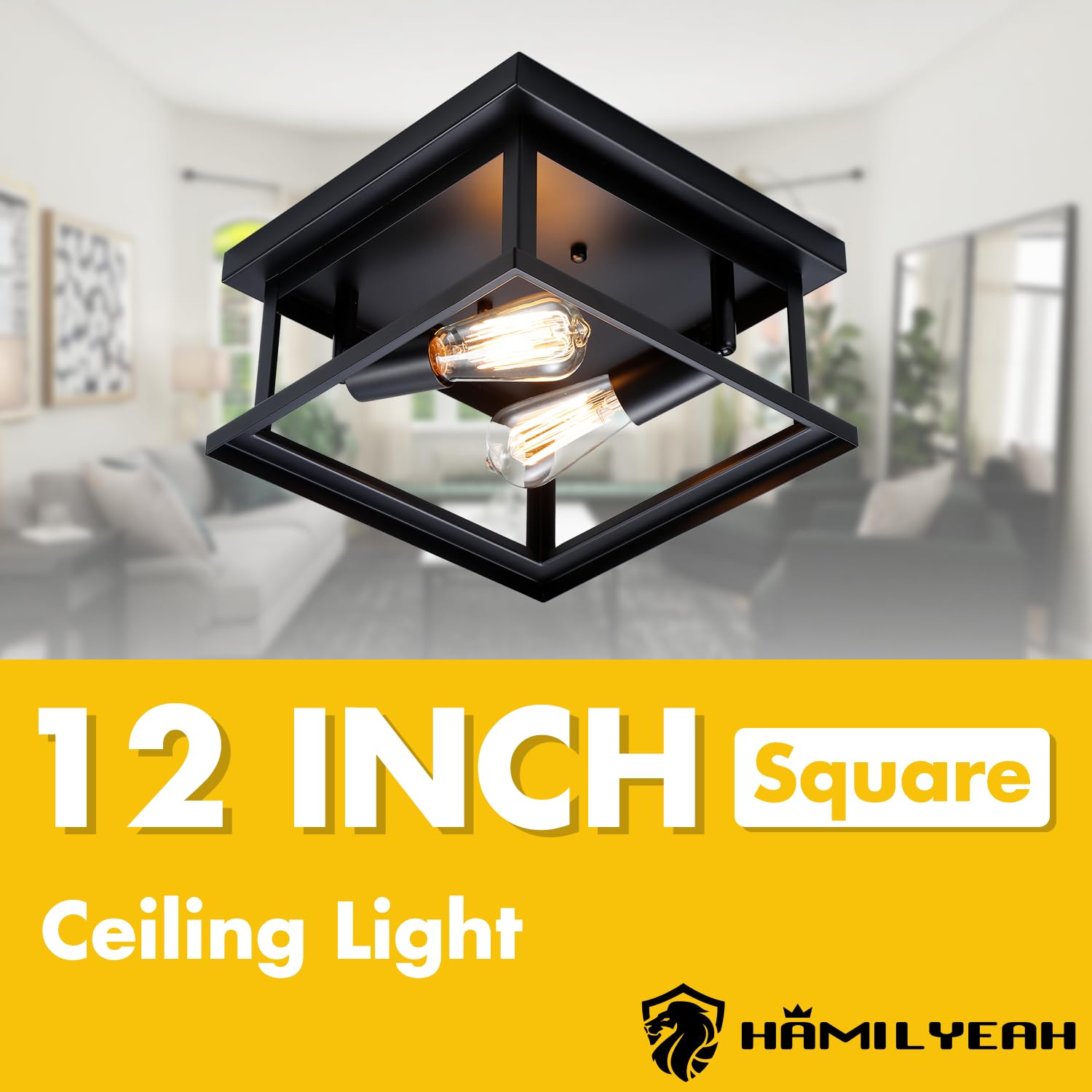 Hamilyeah Black Flush Mount Ceiling Light Fixture Bedroom, Farmhouse Kitchen Lights Ceiling, Outdoor Close To Ceiling Light Fixt