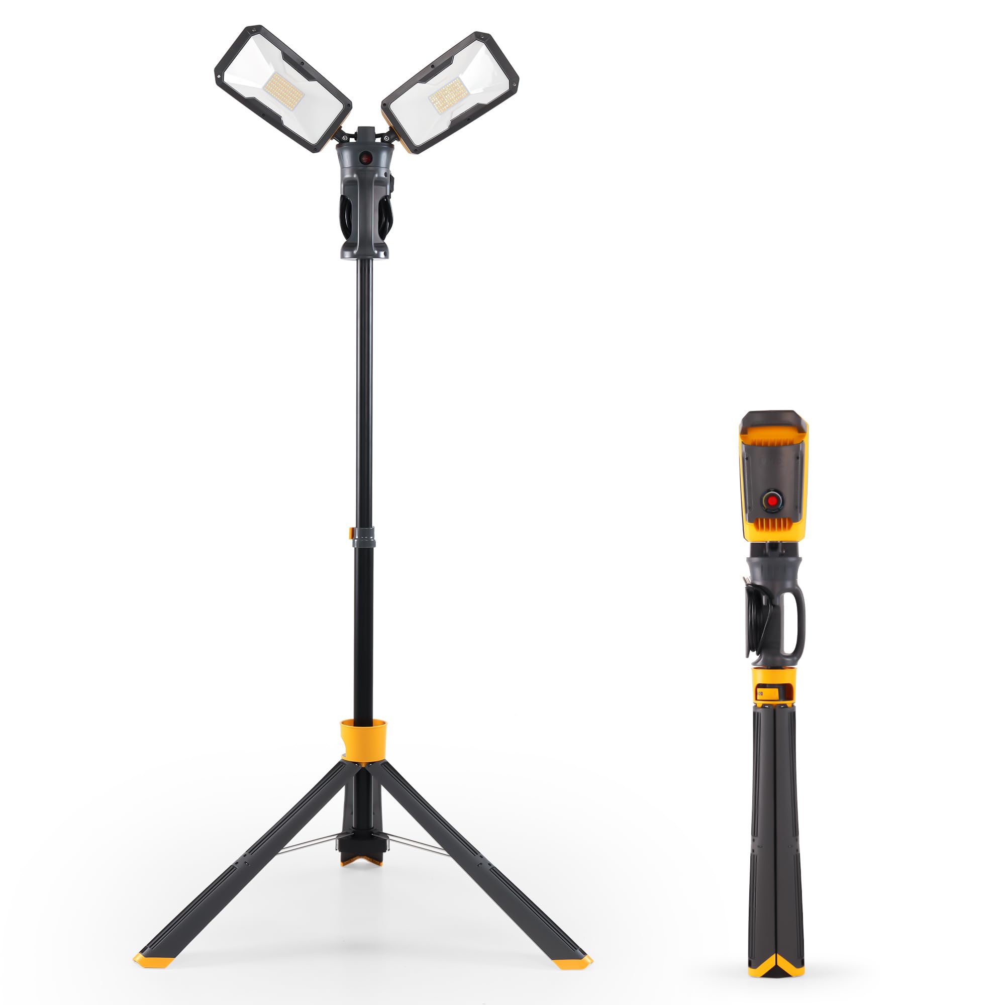 LUTEC Peri 6290L 5000 Lumen 38 Watt Dual-Head LED Work Light with Telescoping Tripod, Work Light with Stand Rotating Waterproof