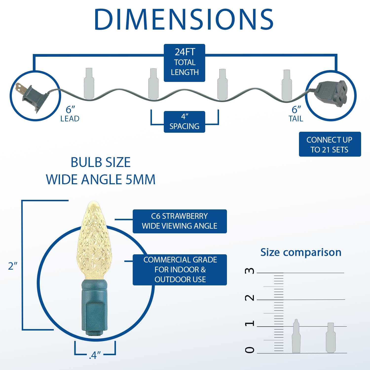 Novelty Lights 24Ft 70 Led C6 Led Thanksgiving String Lights  Outdoor Christmas Tree Commercial Grade Led String Lights  Permanent Christmas Lights Outdoor Tree Decorations (Yellow/Red/Orange)