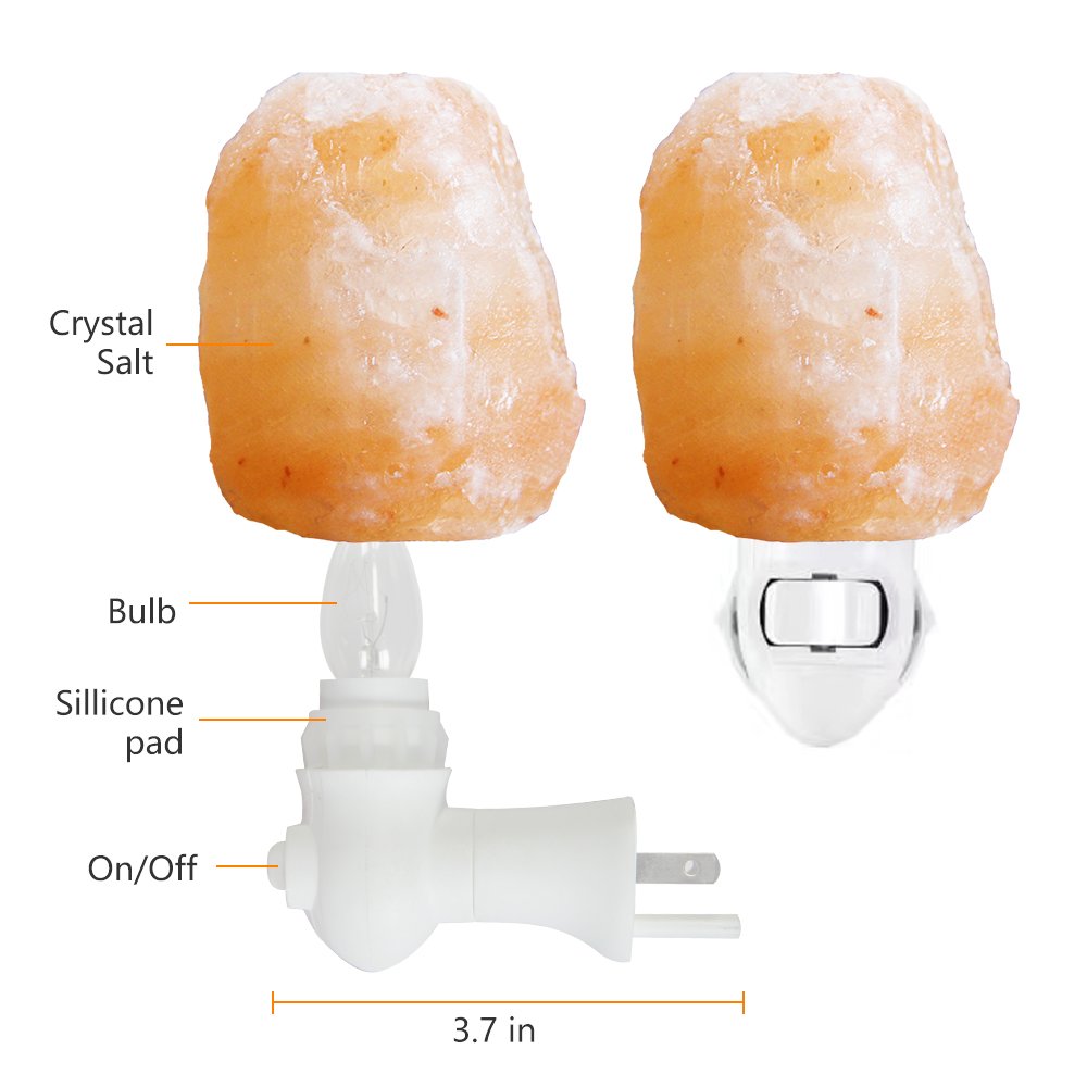 Pursalt Himalayan Salt Lamp Night Light, 2 Pack Natural, Pink Crystal Rock, 360° Rotatable Wall Plug, Model Psuswlb1P12P-N, Extra Bulbs Included