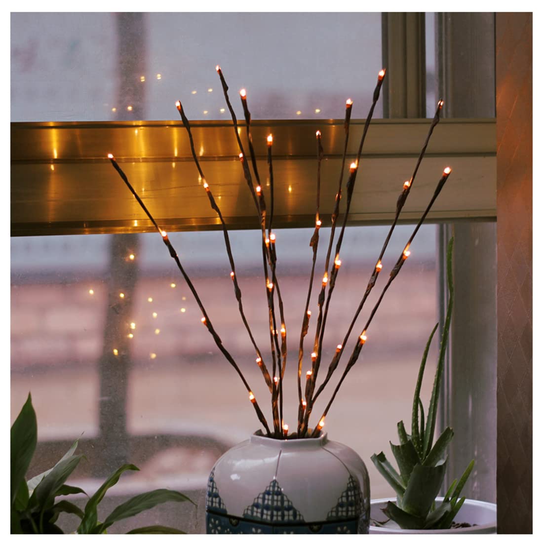 Mo&Ka 2 Pack Branch Lights - Led Branches Battery Powered Decorative Lights Tall Vase Filler Willow Twig Lighted Branch for Home