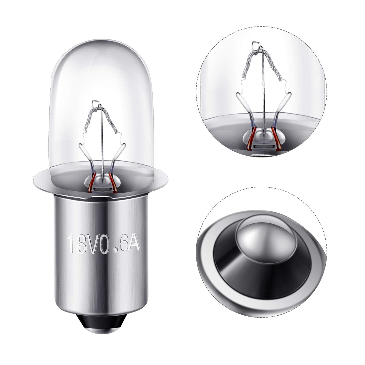 Mudder Flashlight Replacement Bulbs 8 Count Compatible with Ridgid 18V Models P700 P703 P704
