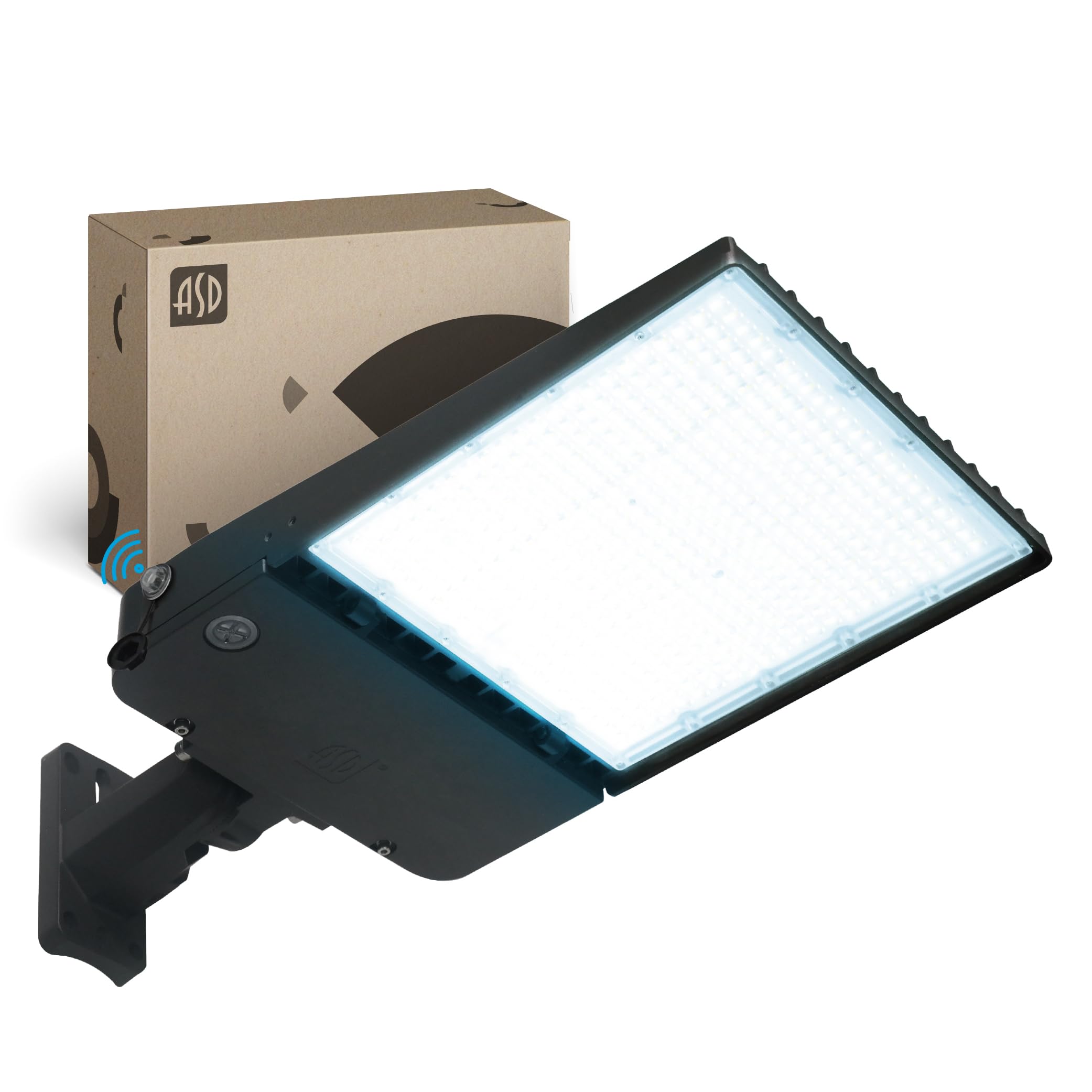 ASD LED Parking Lot Light Fixture with Arm Bracket, Dusk to Dawn Outdoor Lamp | Dimmable, Photocell, IP66 Waterproof, DLC, UL Li
