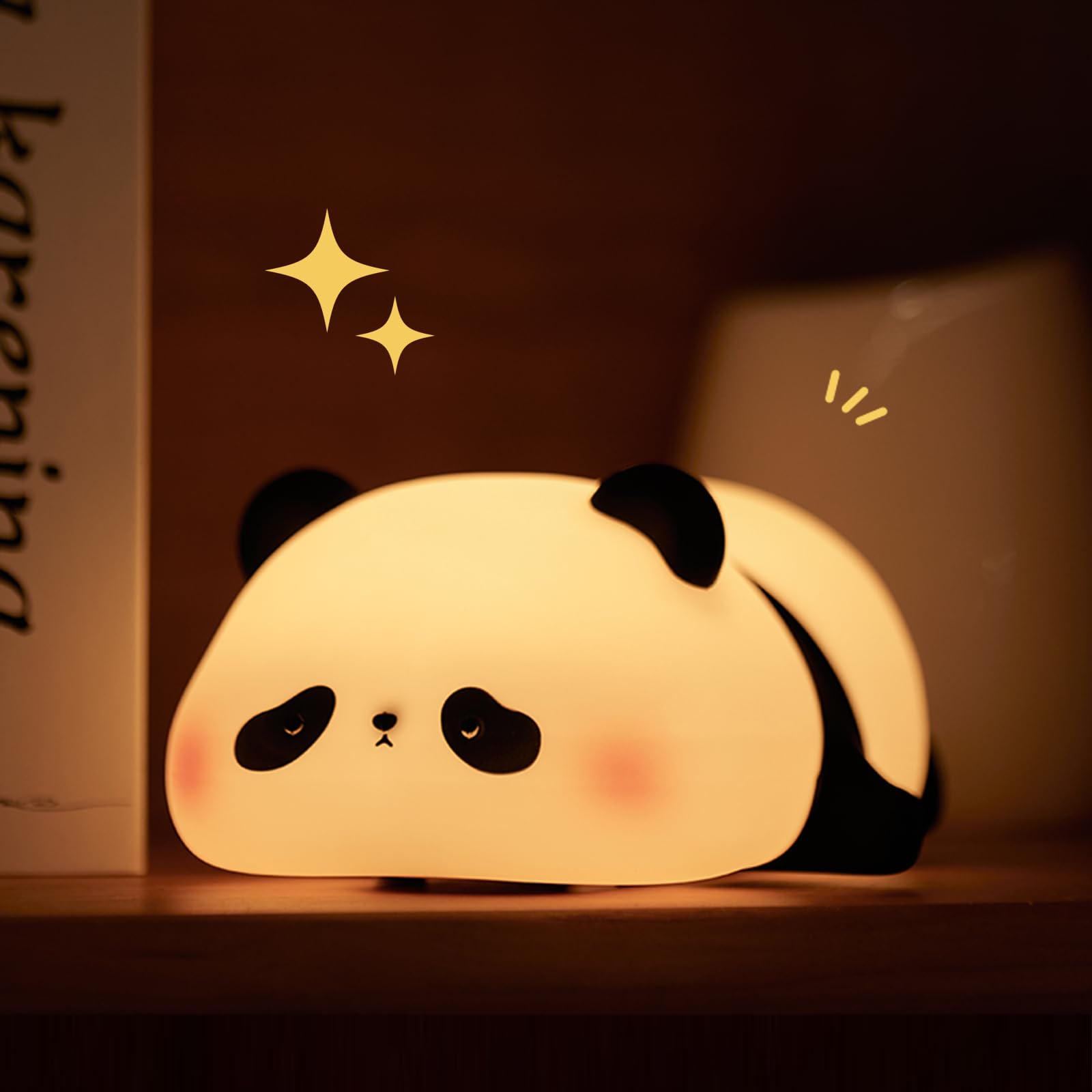 AGEK Panda Night Light for Kids, Cute Panda Lamp Silicone Nursery Night Light Bedroom Nightlights USB Rechargeable Bedside Lamp